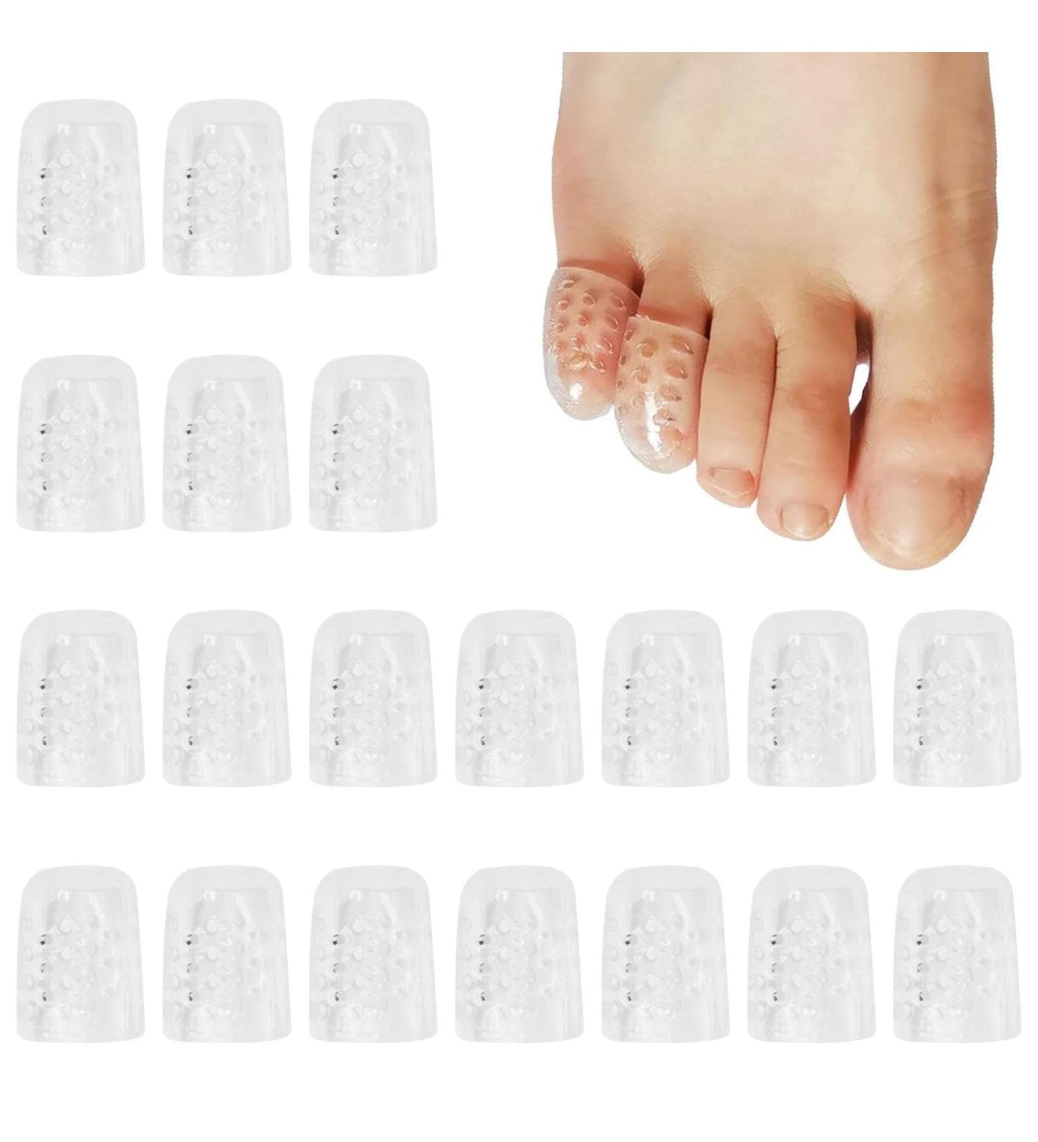 20 Pcs Silicone Toe Protectors for Corns Blisters & Ingrown Toenails - Breathable Gel Toe Caps for Men & Women - Transparent & Comfortable - Buy Online on GoSupps.com
