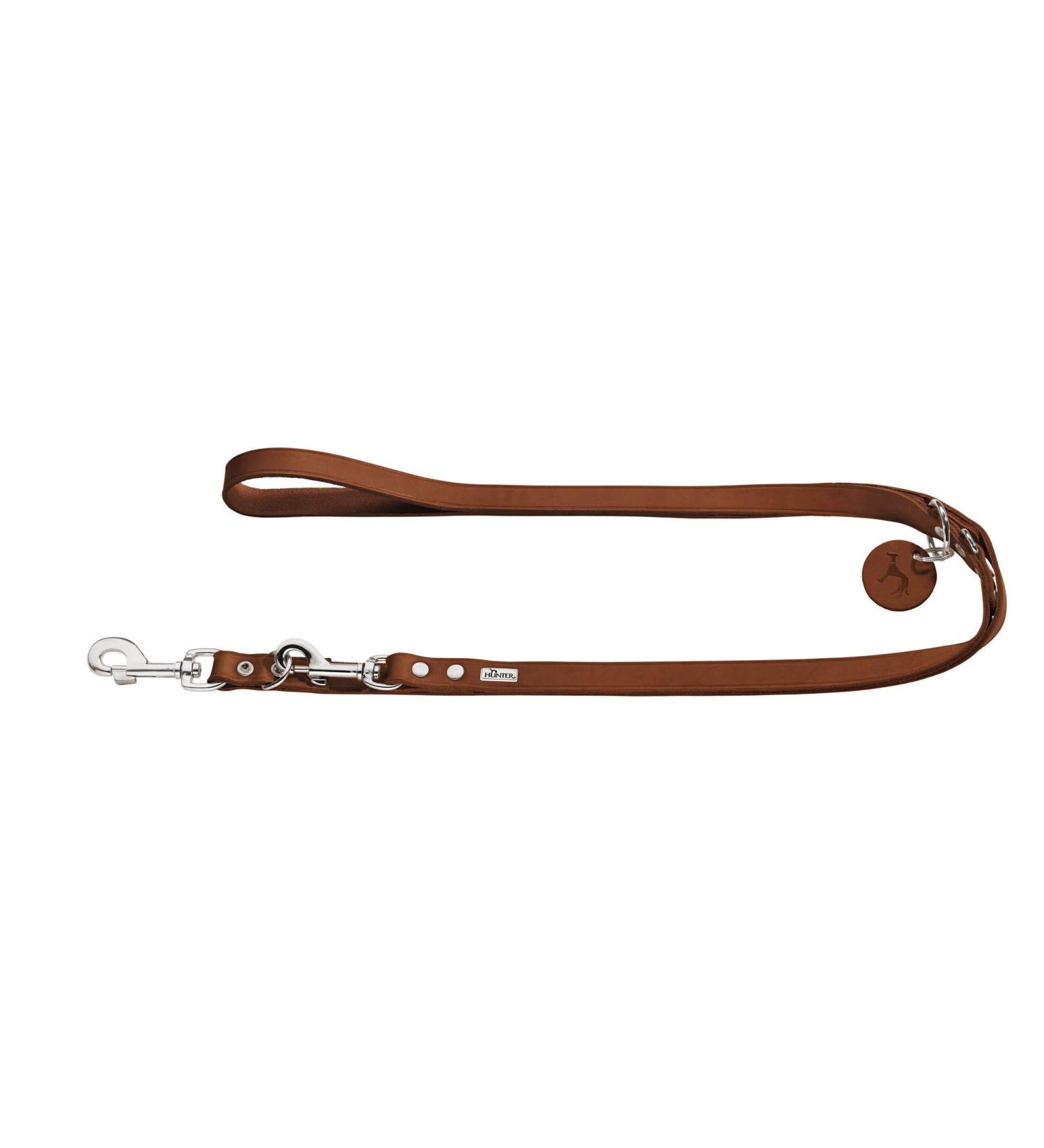 HUNTER Adjustable dog leash leather simple durable supple 1.6 x 200 cm cognac cognac 1.6 x 200 cm