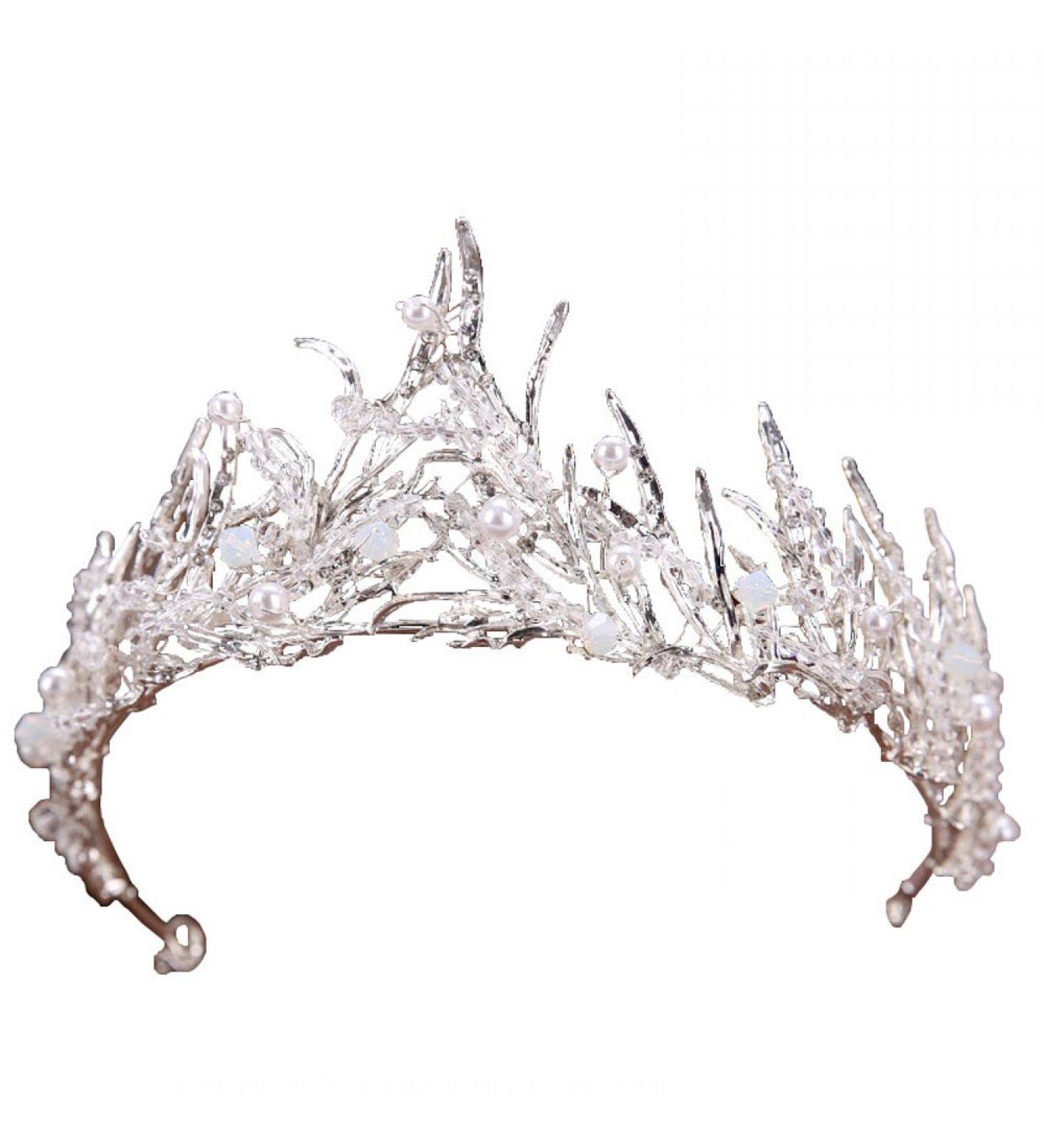 Miranda's Bridal Women's Pearl Crown Tiara Headband for Pageants and Bridal Shoots - Buy Online on GoSupps.com