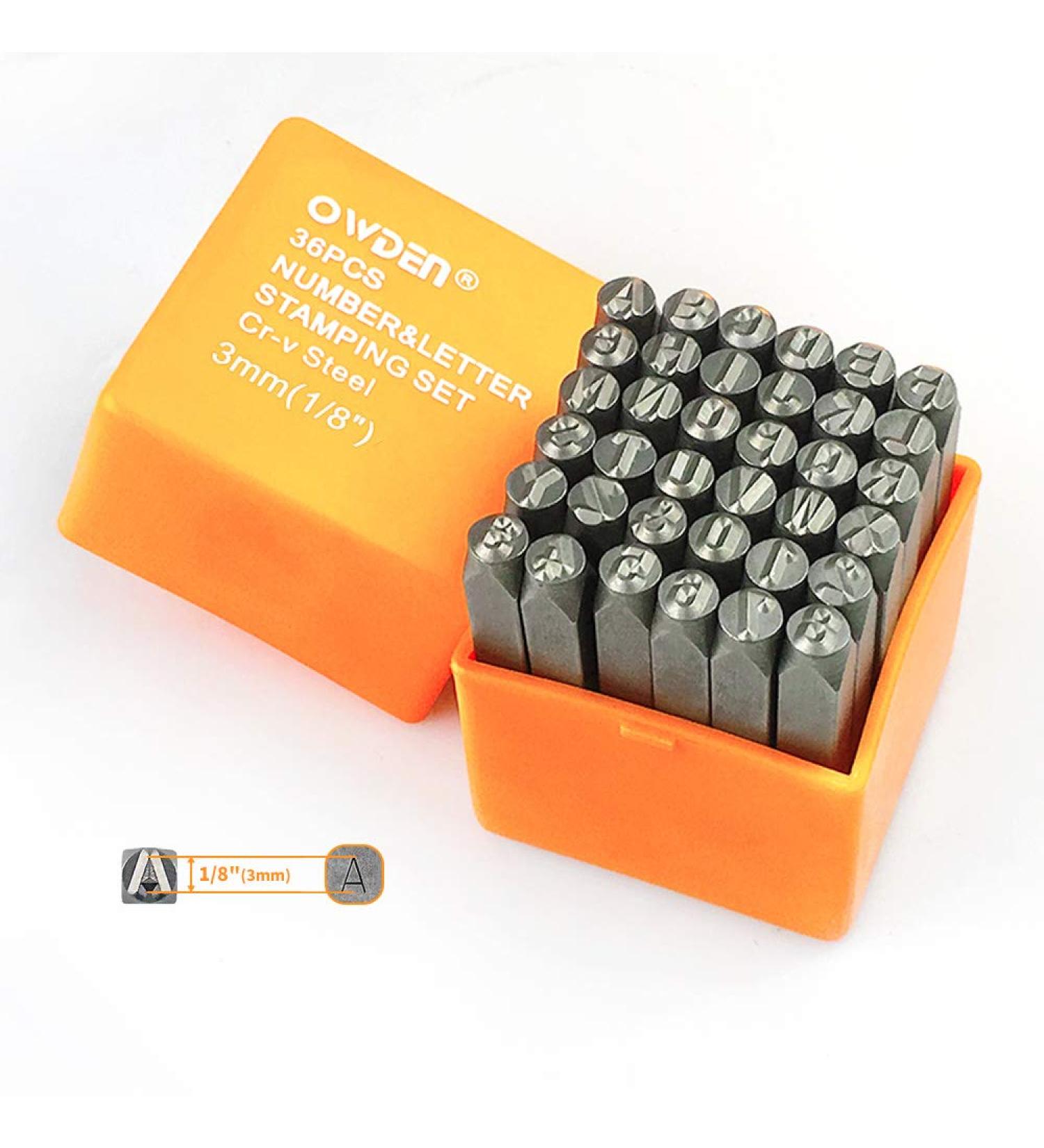 OWDEN Professional 36Pcs Steel Metal Stamping Tool Set - 1/8 3mm Steel Number and Letter Punch Set - Alloy Steel Made HRC 58-62 - Ideal for Jewelry Craft Stamping - Buy Online on GoSupps.com