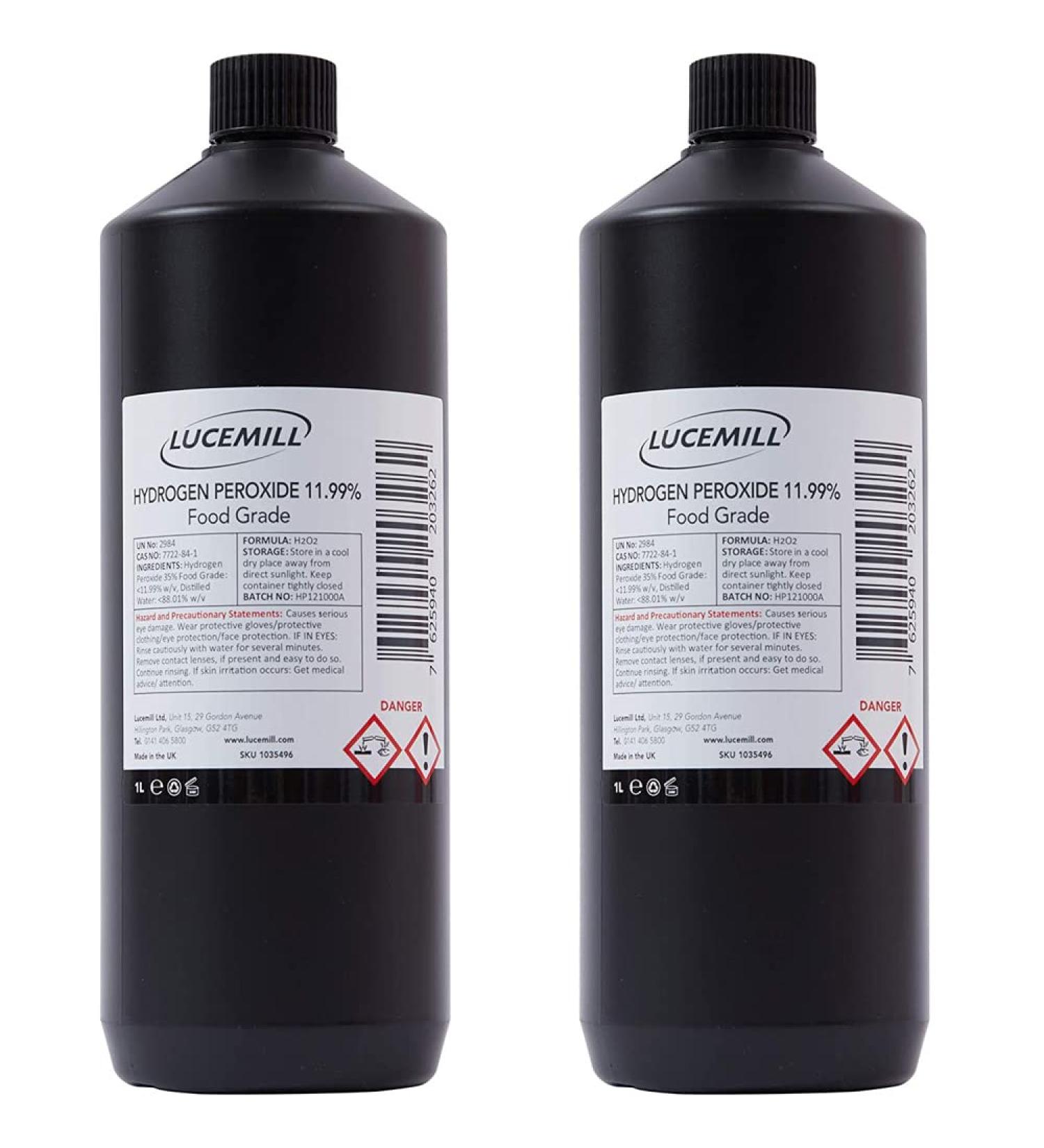 2 Litre (2x1L) Hydrogen Peroxide 11.99% ( 12%) Additive Free Food Grade