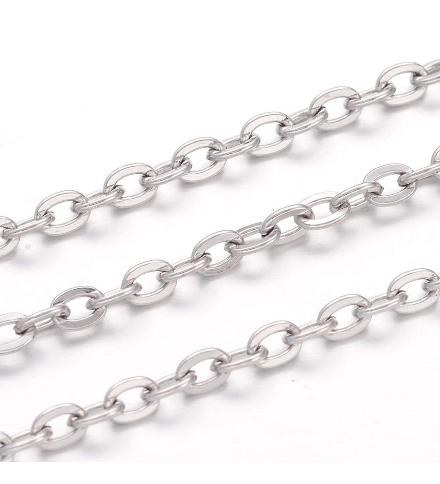 DanLingJewelry 66FT Stainless Steel Cable Chain Link in Bulk for DIY Necklace Making - 4.5x3x0.6mm, Stainless Steel Color - 66ft Cable Chain - Buy Online on GoSupps.com