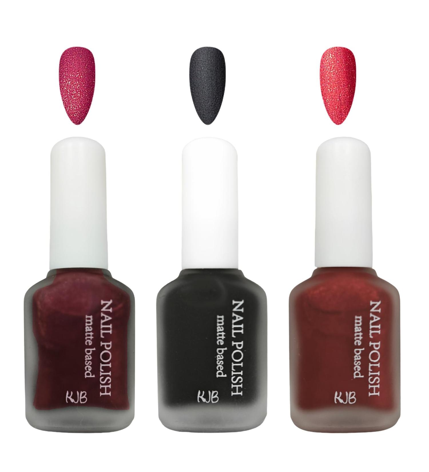 Matte Nail Polish Set 3 Colors Nail Varnish Set Burgundy Dark Red Nail Varnish Shimmer Quick Dry & Long Lasting Black Nail Polisht for Women DIY Nail Art at Home 12ML - Buy Online on GoSupps.com