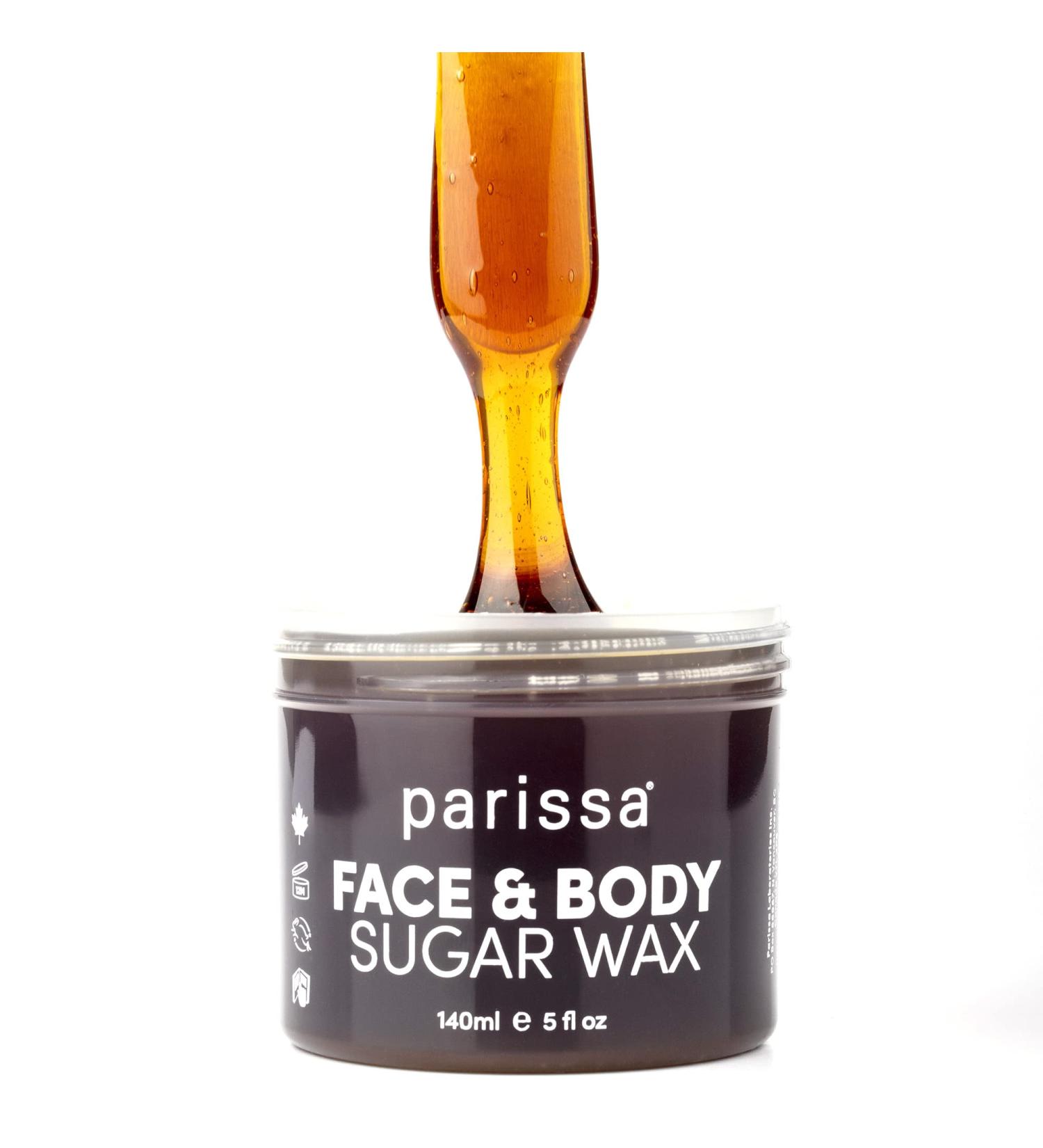 Parissa 100% Natural Face & Body Sugar Wax for Sensitive Skin - At-Home Waxing Kit with Chamomile Sugar Wax - Includes 20 Epilation Strips and 3 Wooden Spatulas - Buy Online on GoSupps.com