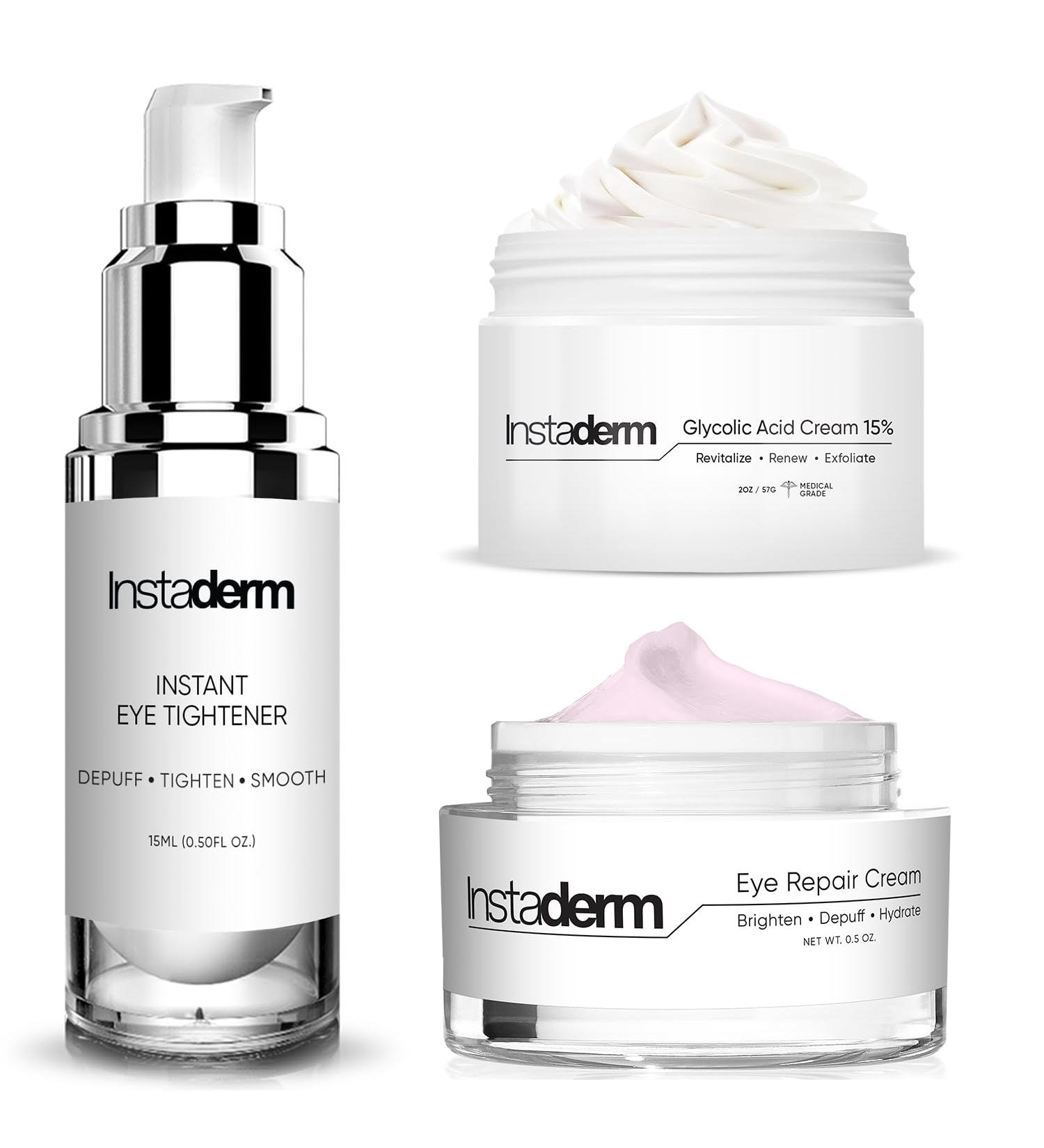 Anti-Aging System Instant Eye Tightener Eye Repair Cream Glycolic Acid 15%. Products in Bundle. Removes Under Eye Bags & Puffiness. Eliminate Dark Circles & Wrinkles. - Buy Online on GoSupps.com