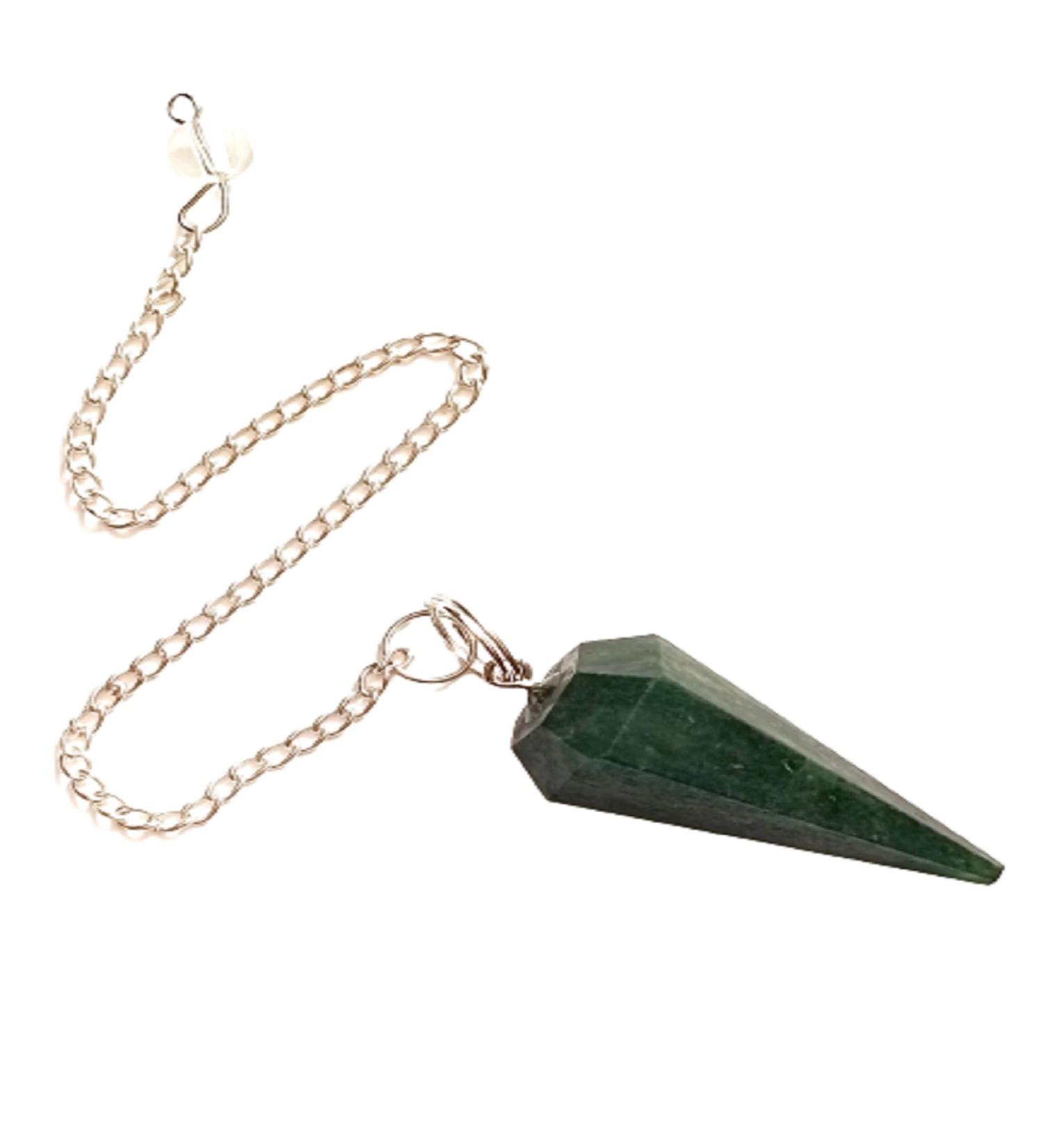 Natural Green Jade Crystal Pendulum for Divination Dowsing and Chakra Balancing - Handcrafted Gemstone Pendulum with Chain Spiritual Healing Tool Reiki Energy Work and Spiritual Guidance