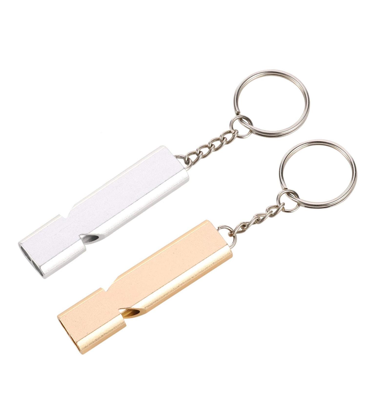Girlslove 2-Piece Trill Whistle Set | Stainless Steel Signal Pipe with Keychain for School Gym Outdoor Camping & Emergencies - Buy Online on GoSupps.com