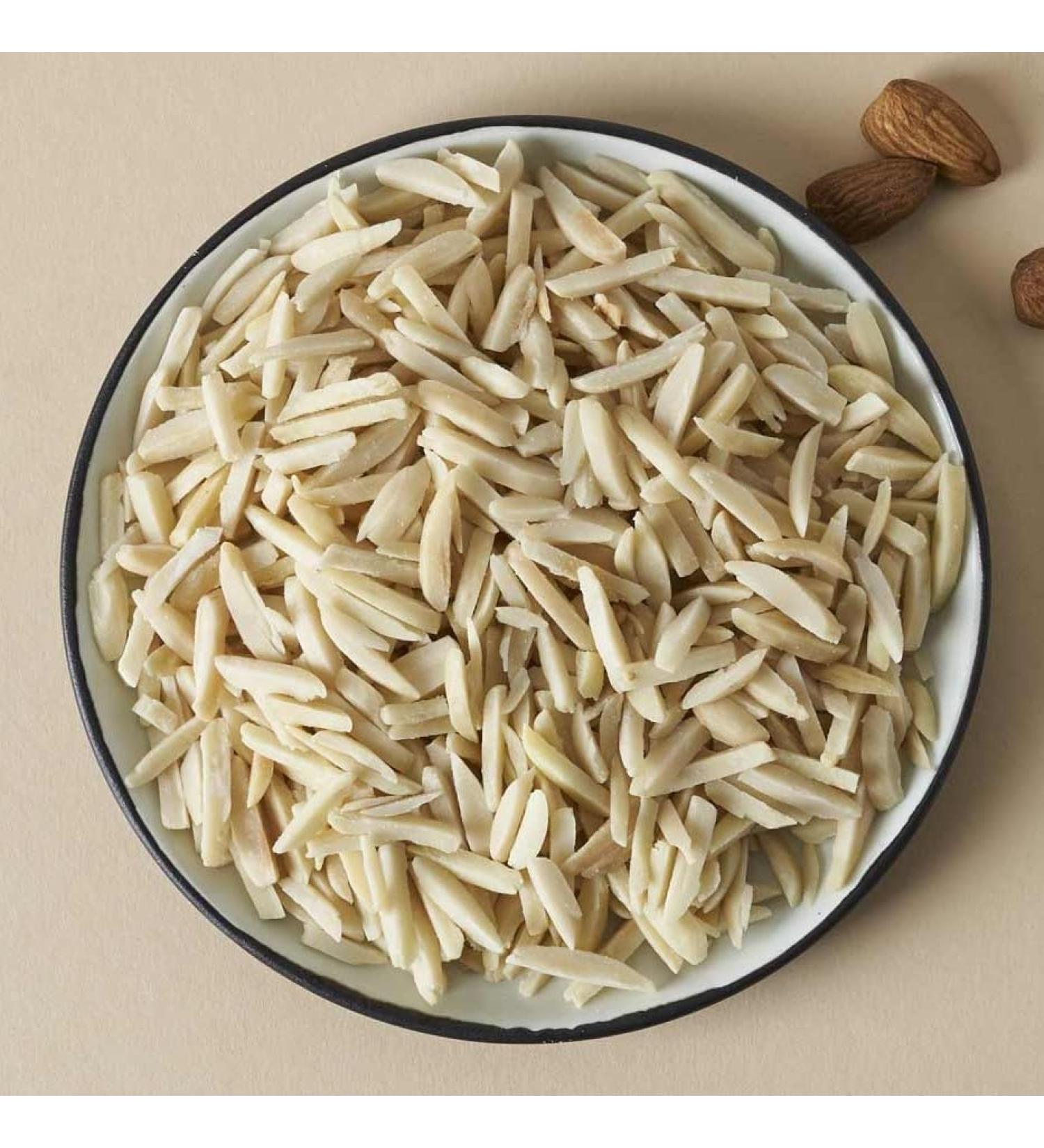 Organic Almonds 1kg - Blanched & Sliced No Additives Plastic-Free Packaging - International Shipping Available - Buy Online on GoSupps.com