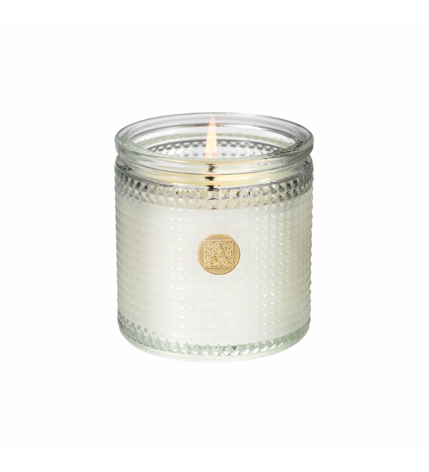 White Amaryllis & Rosemary - Textured Glass Candle