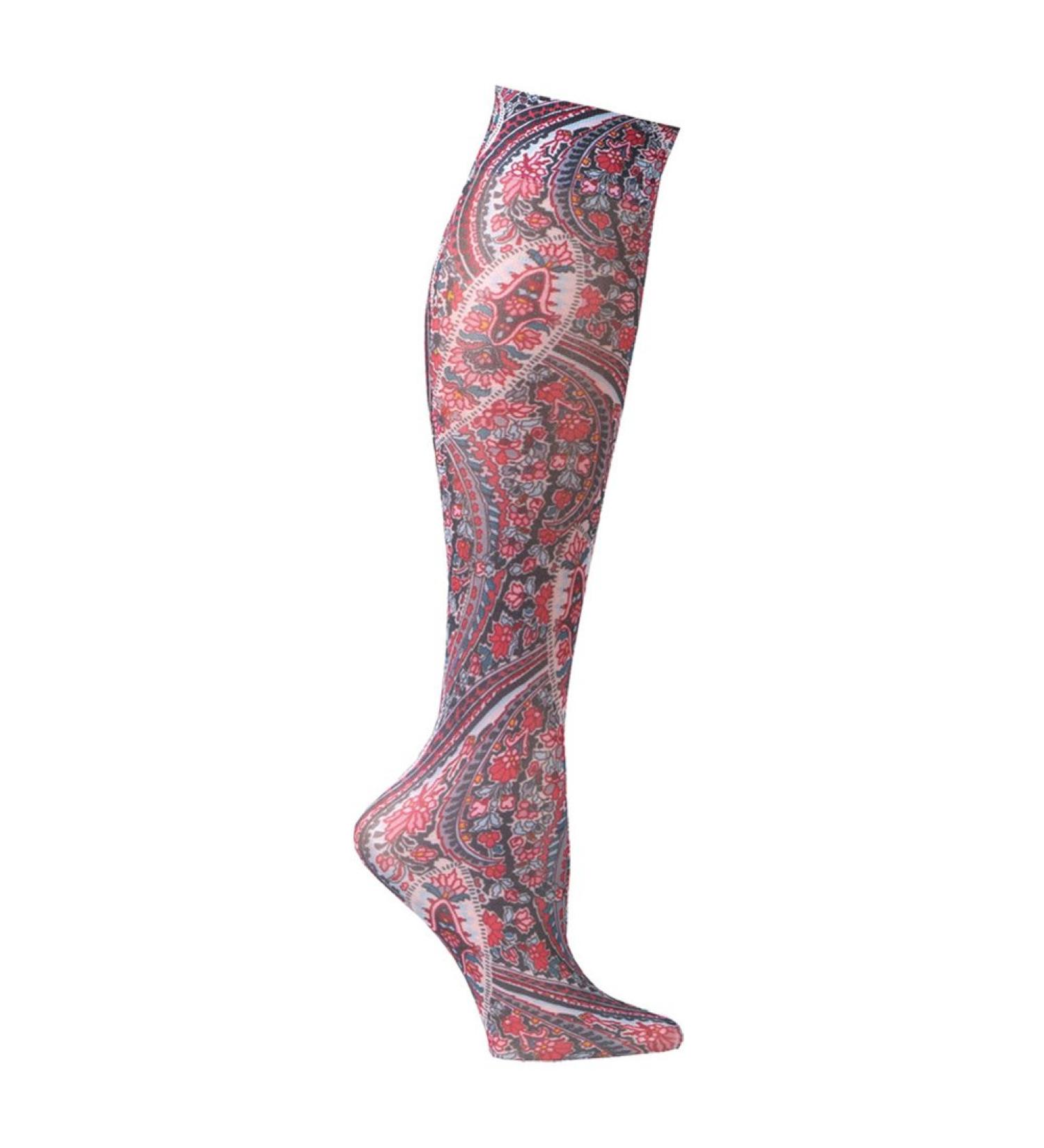 Celeste Stein Moderate Compression Knee High Stockings Wide Calf-Mauve Paisley