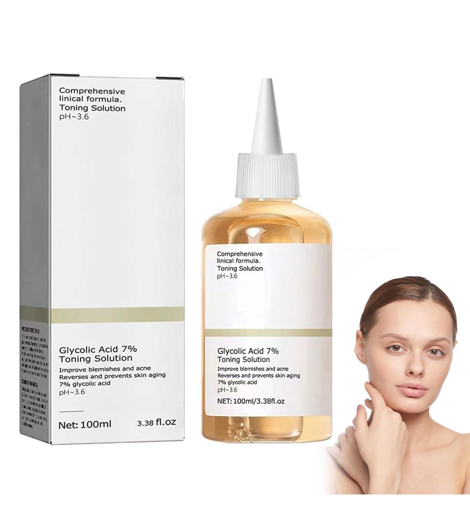 Glycolic Acid Toning Solution Glycolic Sour 7% Toner Glycolic Acid 7% Lotion Acid 7% Toning Resurfacing Solution Aloe Facial Toner Hydrating Face Serum Skincare Hyaluronic Acid Serum 100ML - Buy Online on GoSupps.com