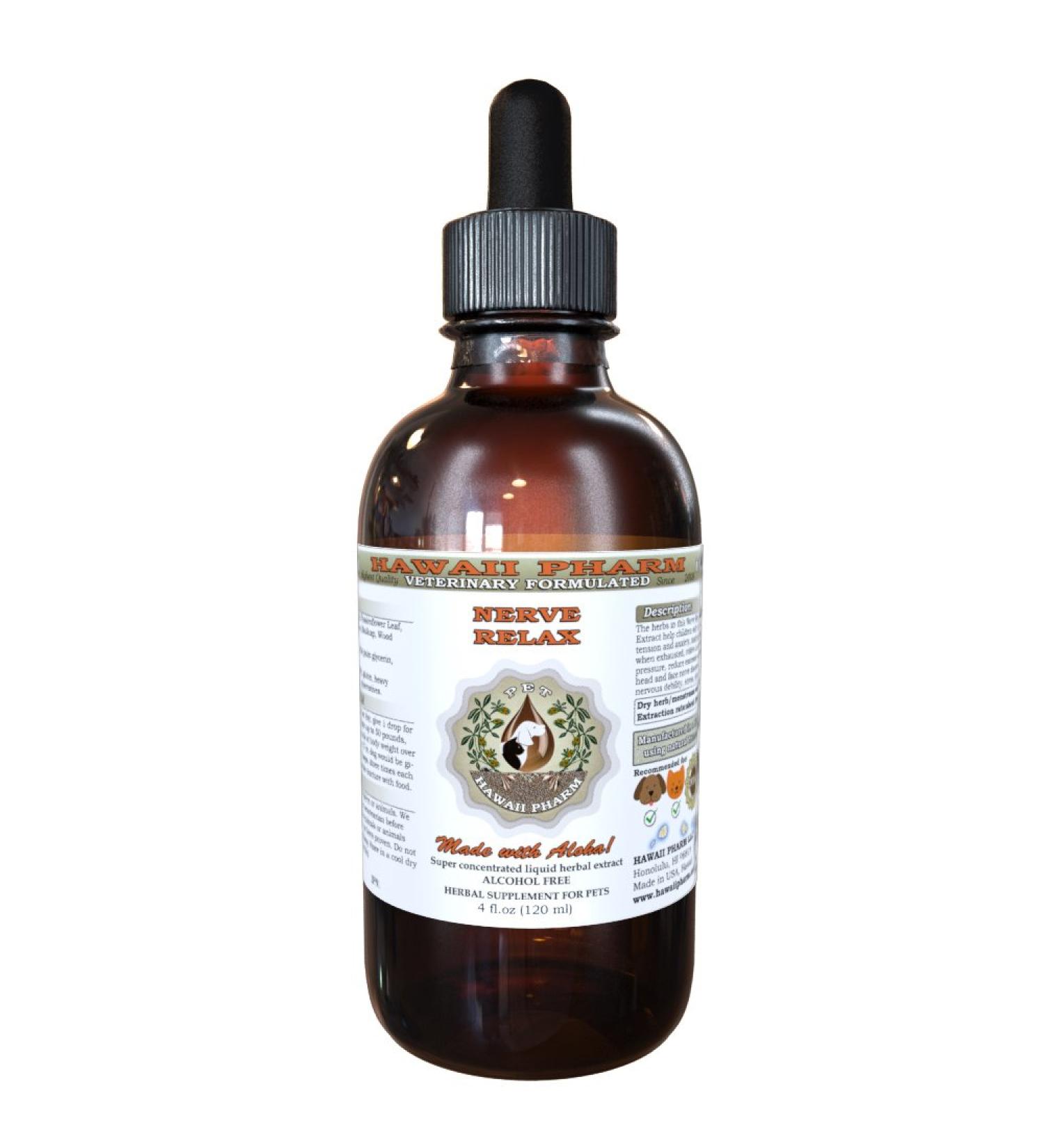 HawaiiPharm Nerve Relax Pet Herbal Supplement 4 oz - Alcohol-Free Natural Liquid Extract for Veterinary Use - Buy Online on GoSupps.com