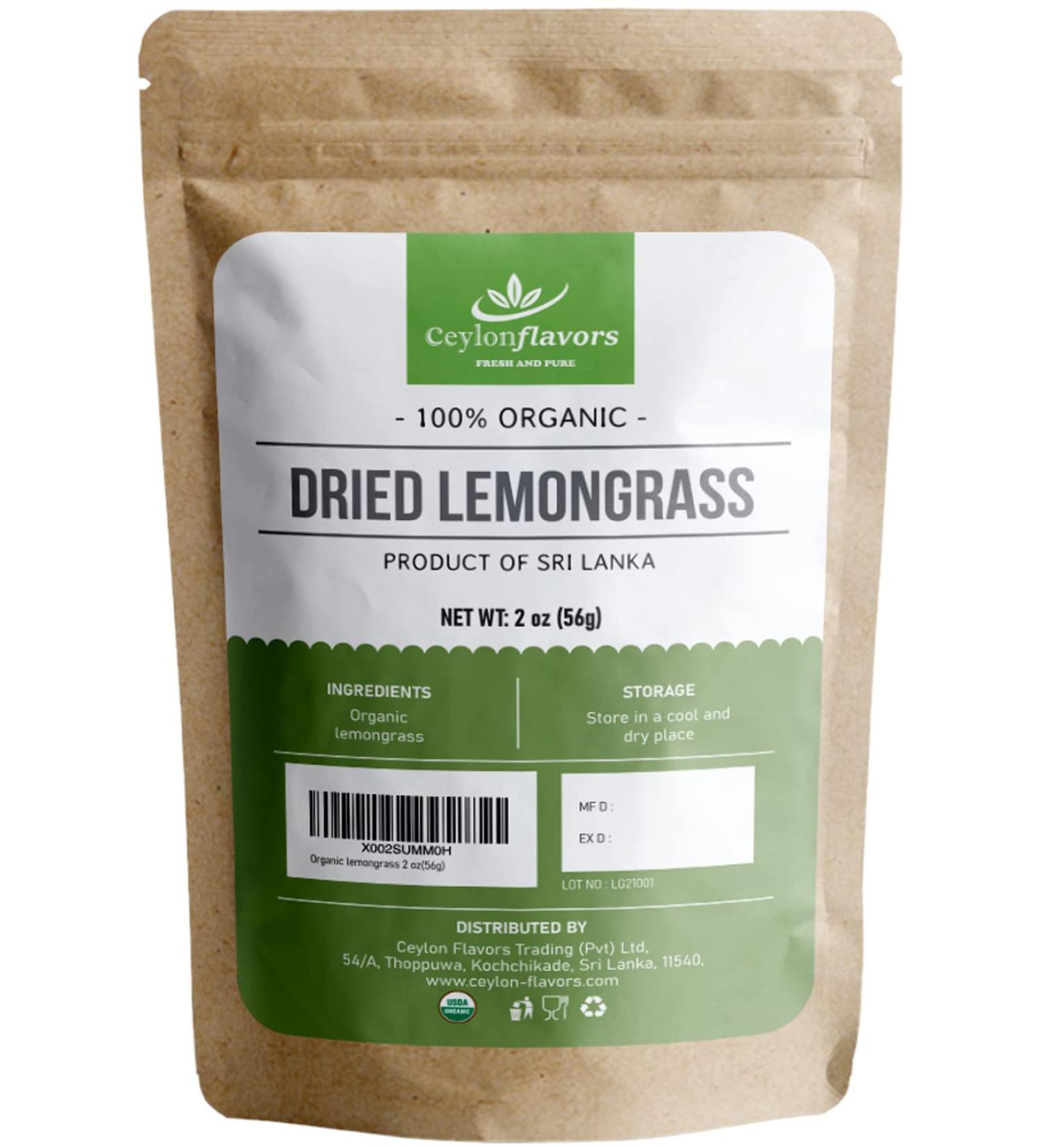 Organic Premium Grade Dried Lemongrass Cut - 2 oz/56g | Harvested from Organic Farm in Sri Lanka - Buy Online on GoSupps.com