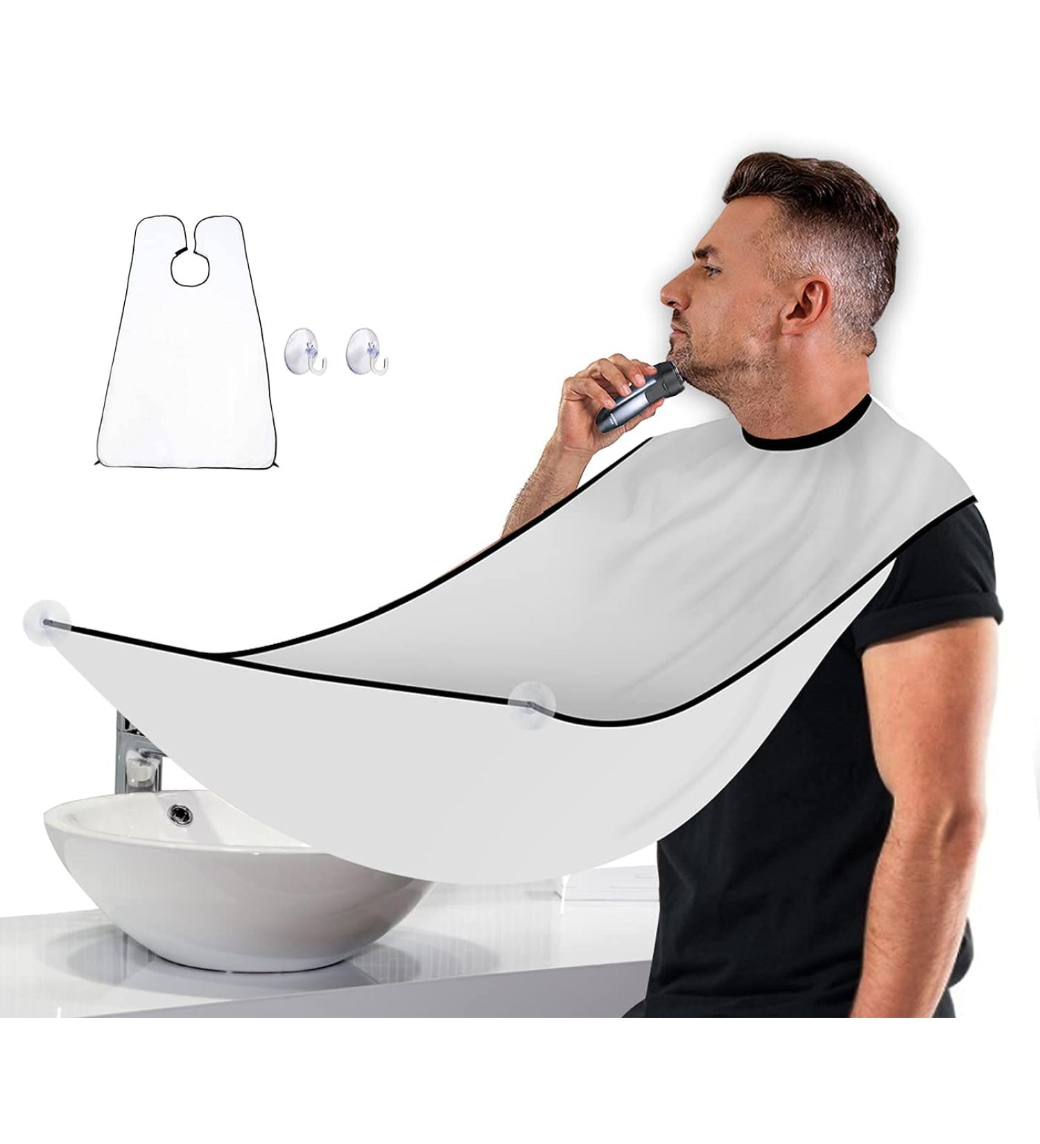 MIQ Beard Apron Cape for Men - Waterproof Non-Stick Beard Clippings Catcher Bib - White - Buy Online on GoSupps.com
