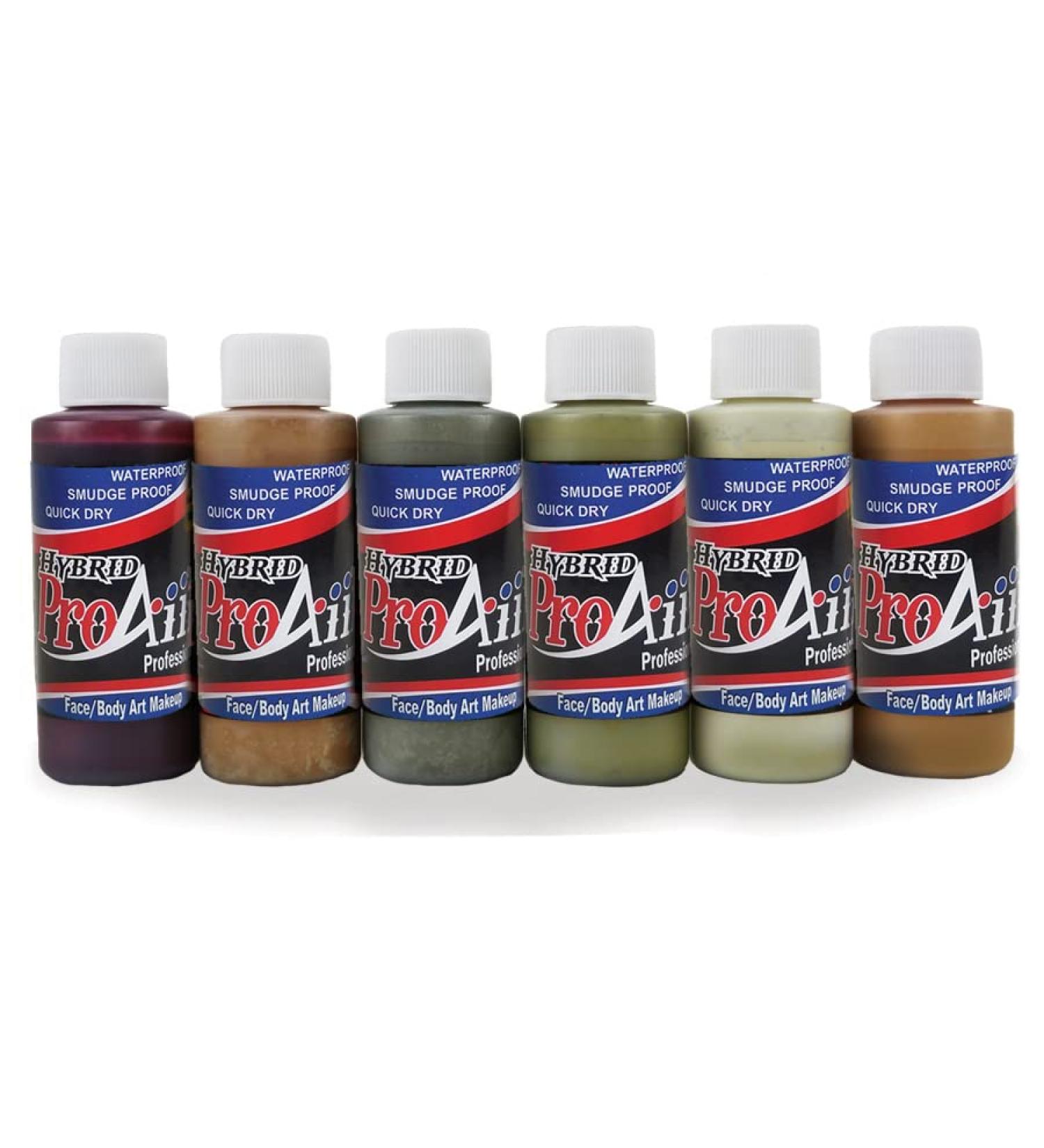 Face Painting Makeup - ProAiir Water Resistant Makeup - Set of 6 Ghoulish Zombie Colors - 1 oz (30ml) 1 Ounce