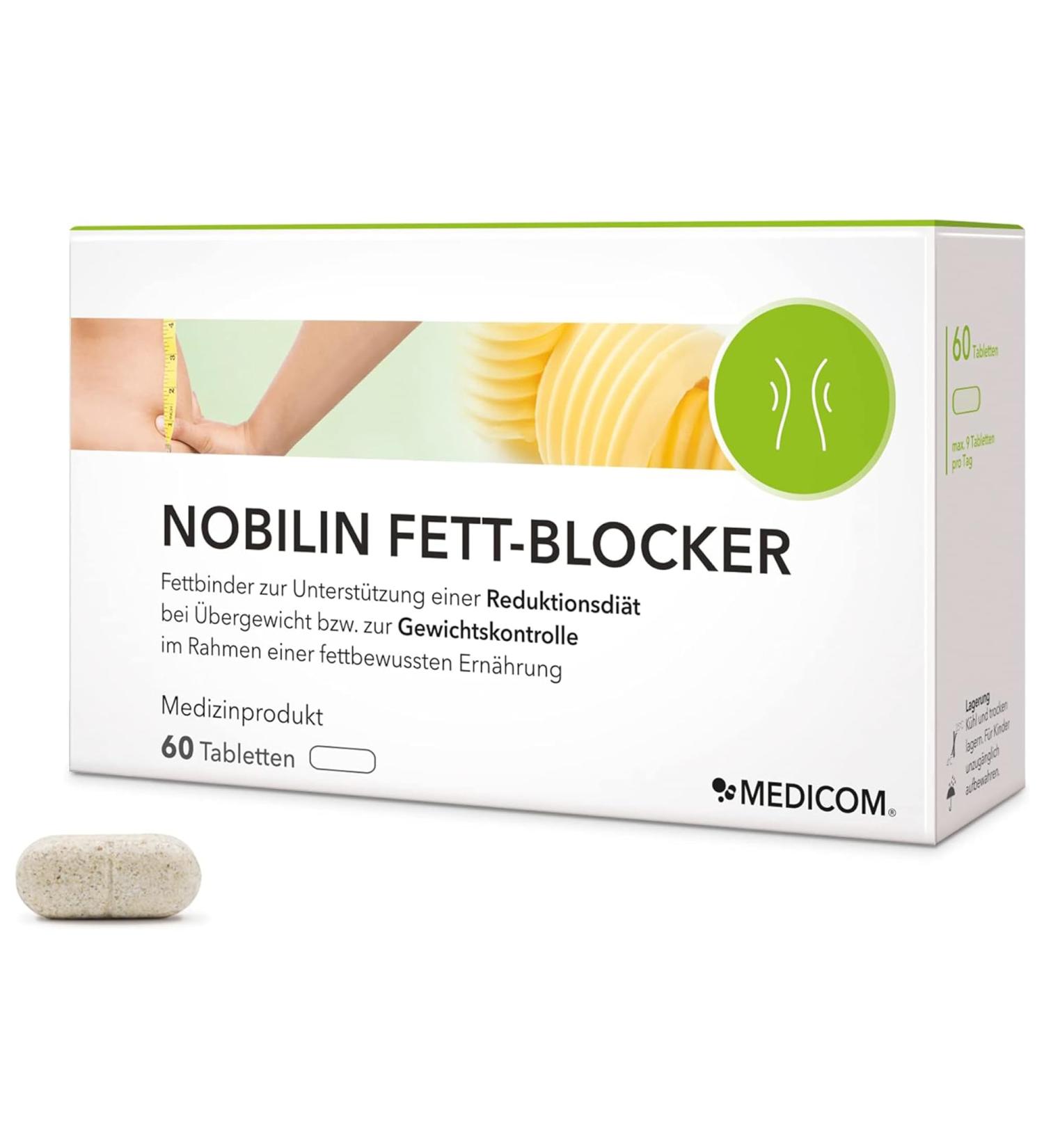 Medicom Nobilin Fat Blocker - Weight Control & Fat Reduction | 60 Tablets with Fig Cactus Powder & Fiber Complex - Buy Online on GoSupps.com