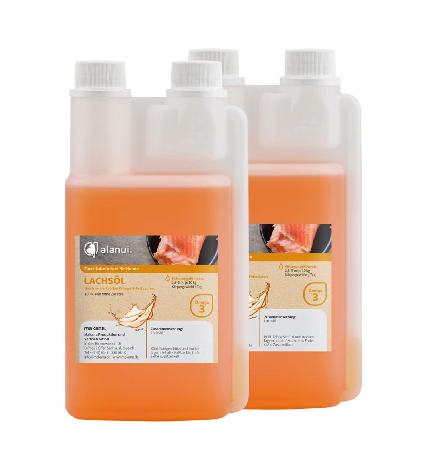 alanui salmon oil for dogs 2 x 500 ml dosing bottle
