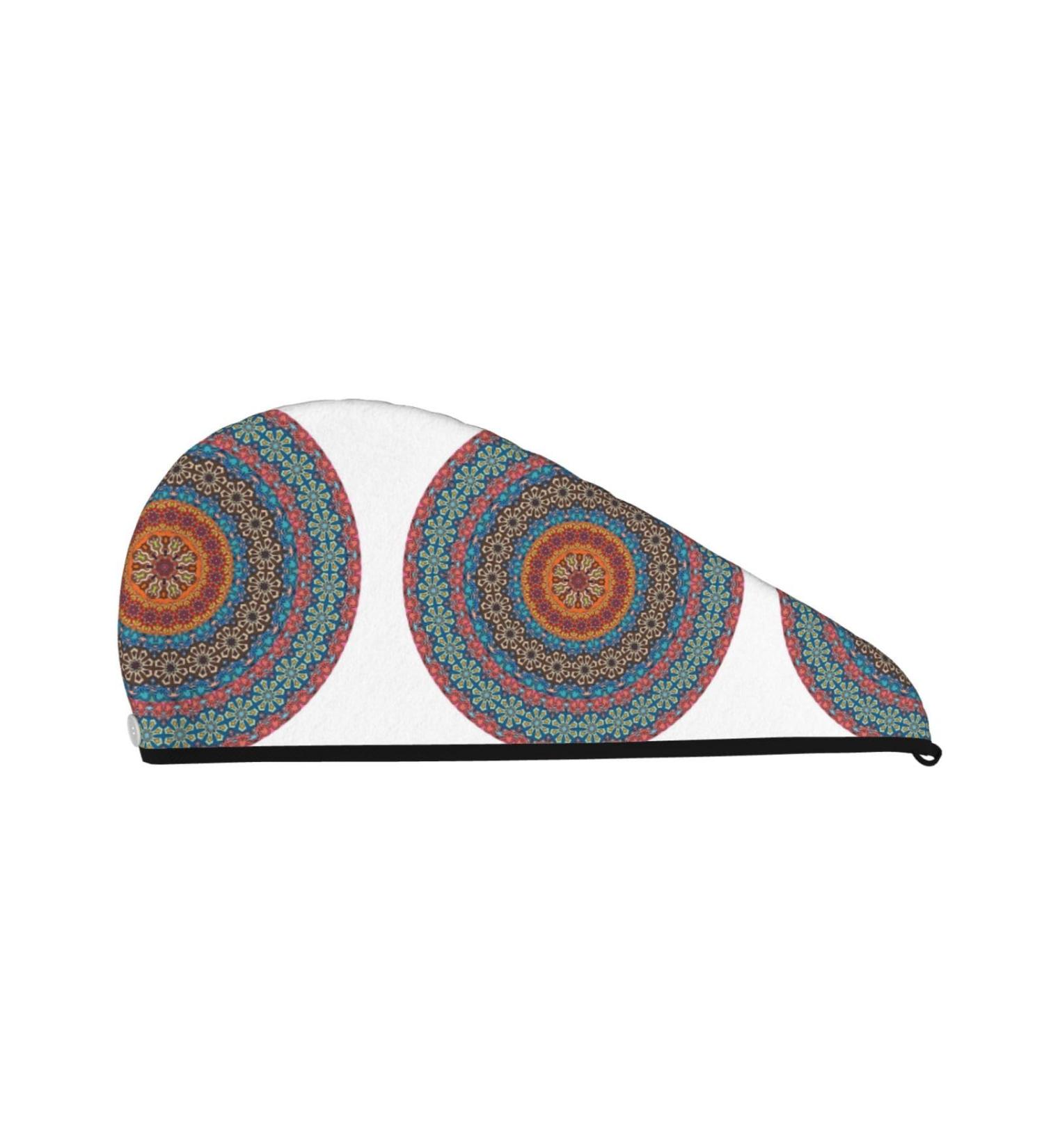Mandala Hair Towel Wrap - Quick Drying Hair Turban with Button | Perfect Hair Drying Solution - Buy Online on GoSupps.com