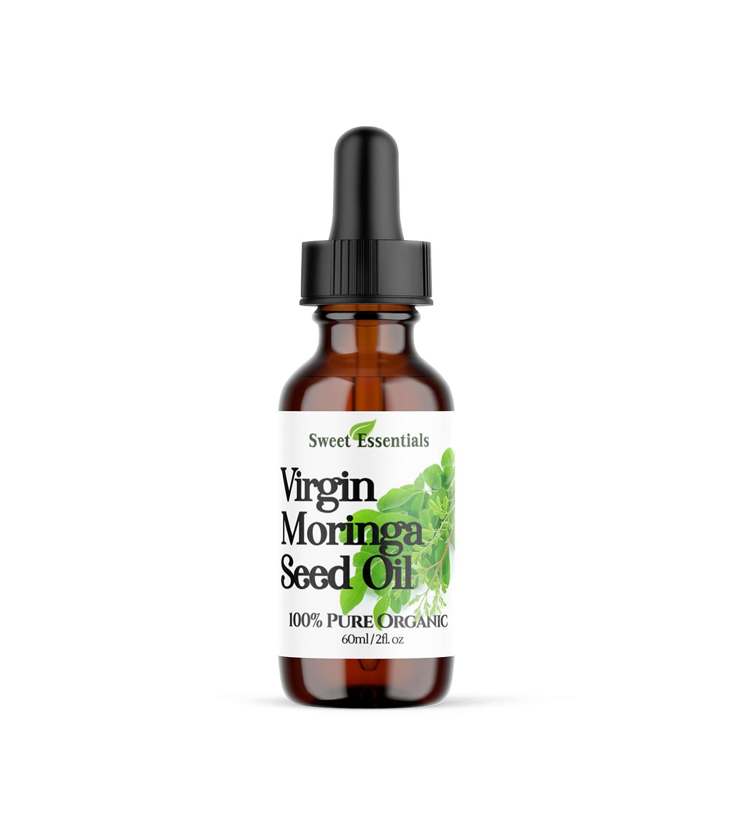 Sweet Essentials Organic Virgin Moringa Seed Oil 2oz | 100% Pure Cold-Pressed | Natural Moisturizer for Skin Hair & Face | Imported from India - Buy Online on GoSupps.com