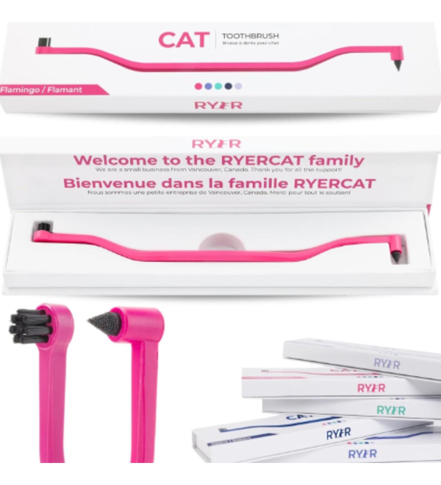 Ryercat Double-Sided Cat Toothbrush - Flamingo Pink | Best Cat & Kitten Dental Care Accessories - Buy Online on GoSupps.com