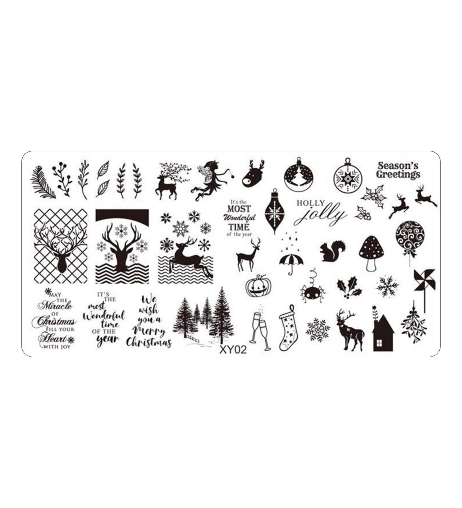 Premium Nail Art Stamp Plates for Women | DIY Nail Designs | Stainless Steel | Christmas Tree & More | Perfect Manicure Tool for Parties - Buy Online on GoSupps.com