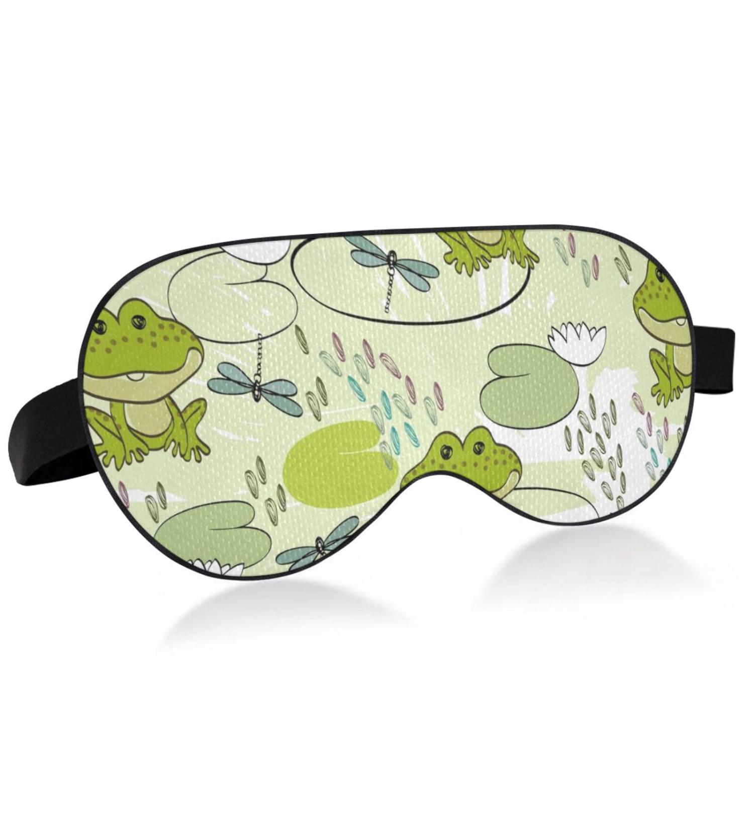 Haskirky Light Blocking Eye Mask for Adults - Breathable & Adjustable Sleep Mask for Travel, Yoga, Meditation - Cartoon Frogs Design - Buy Online on GoSupps.com