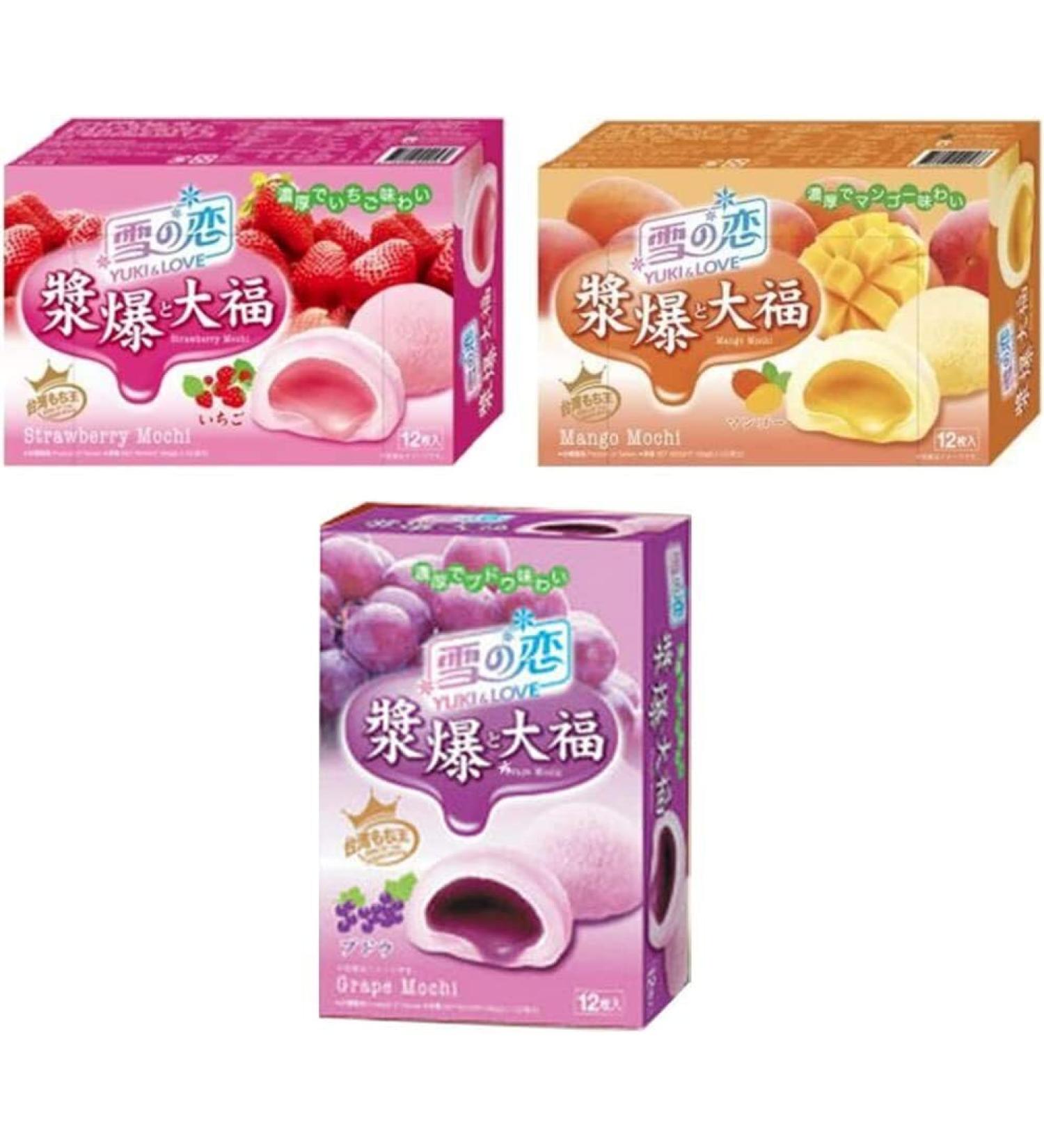 Japanese Style Mochi Daifuku Sweet Rice Cake Desserts (Strawberry Grape & Mango) by Yuki & Love - Buy Online on GoSupps.com