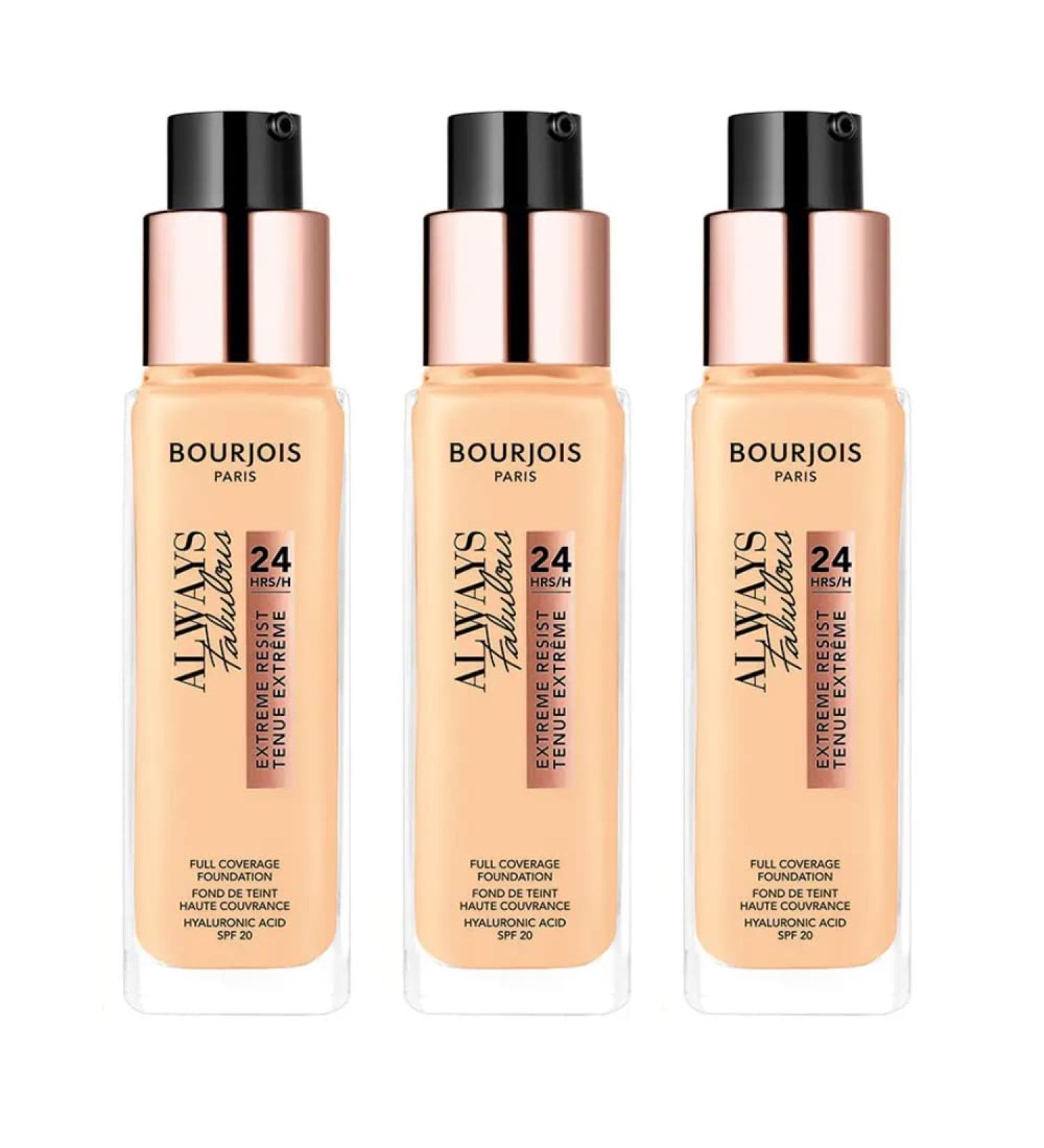 Bourjois Paris 3 x Bourjois Always Fabulous 24 uur Extreme Resist Foundation 120 Light Ivory