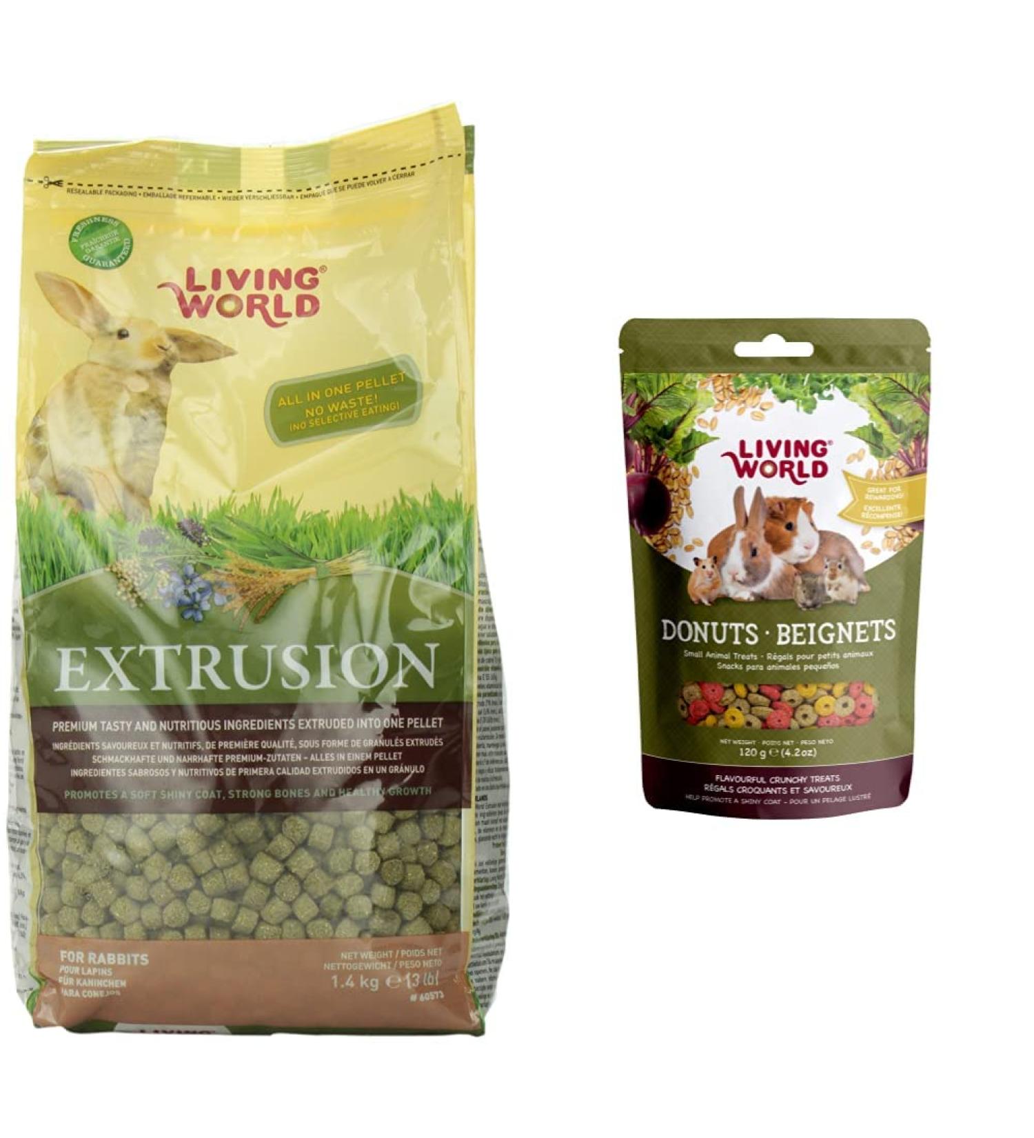 Living World Extrusion Rabbit Food (3-Pound) + Living World Small Animal Donuts (4.2 oz) - Buy Online on GoSupps.com