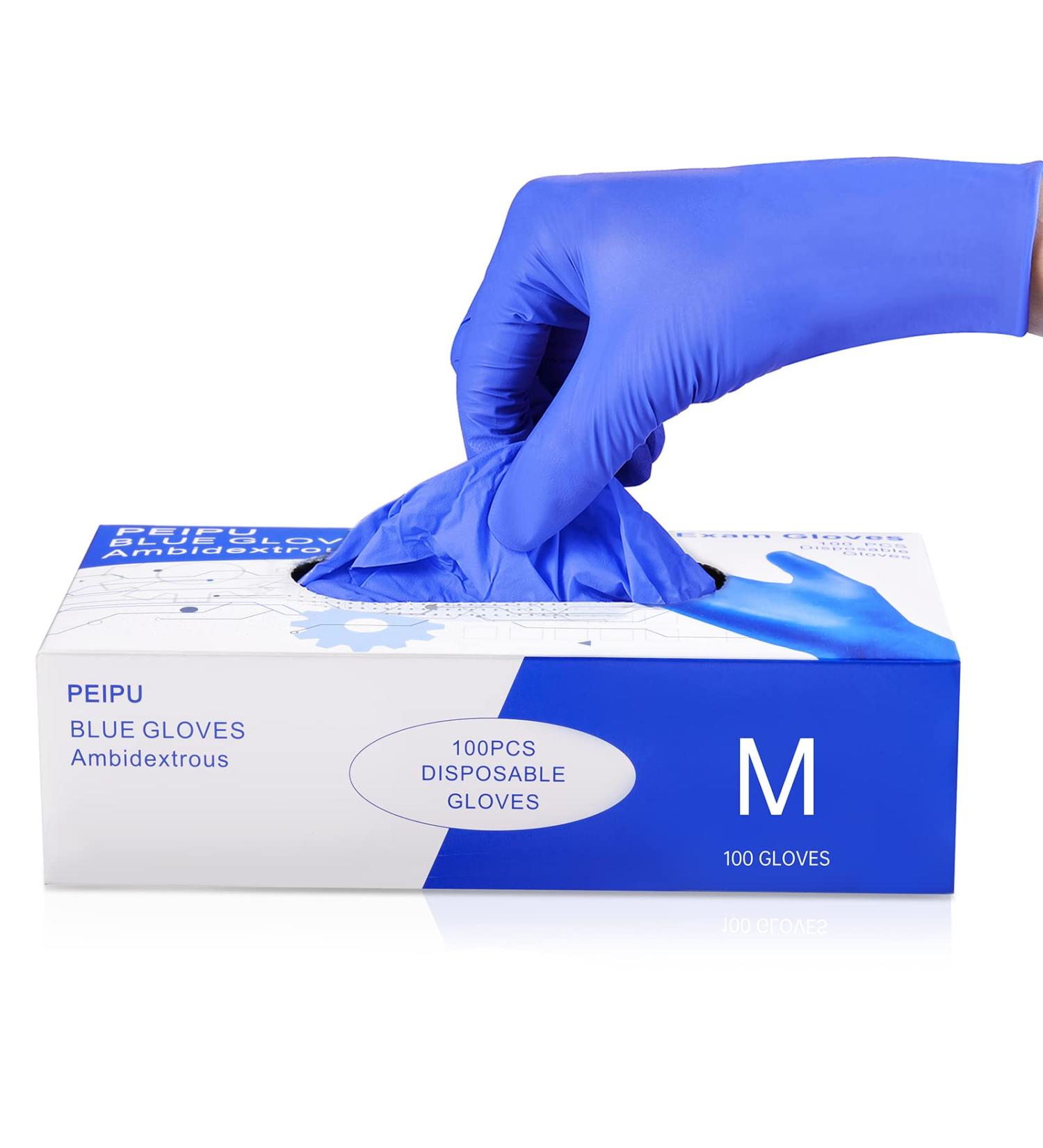 PEIPU Nitrile Gloves Medium 100-Count 4 Mil Powder Free - Latex Free Disposable Cleaning Service Gloves (Pack of 100) - Buy Online on GoSupps.com