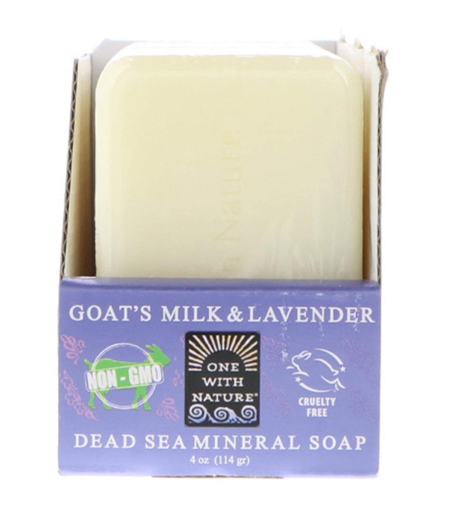 One with Nature Dead Sea Mineral Soap - Goat's Milk & Lavender - Pack of 6 Bars (4 oz Each) - Premium Natural Skincare for Glowing Skin - Buy Online on GoSupps.com