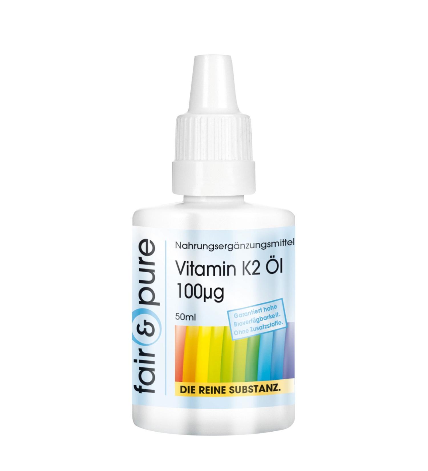Fair & Pure Vitamin K2 Oil 100mcg - Natural Vegan MK7 from Natto | 50ml Drops - Buy Online on GoSupps.com
