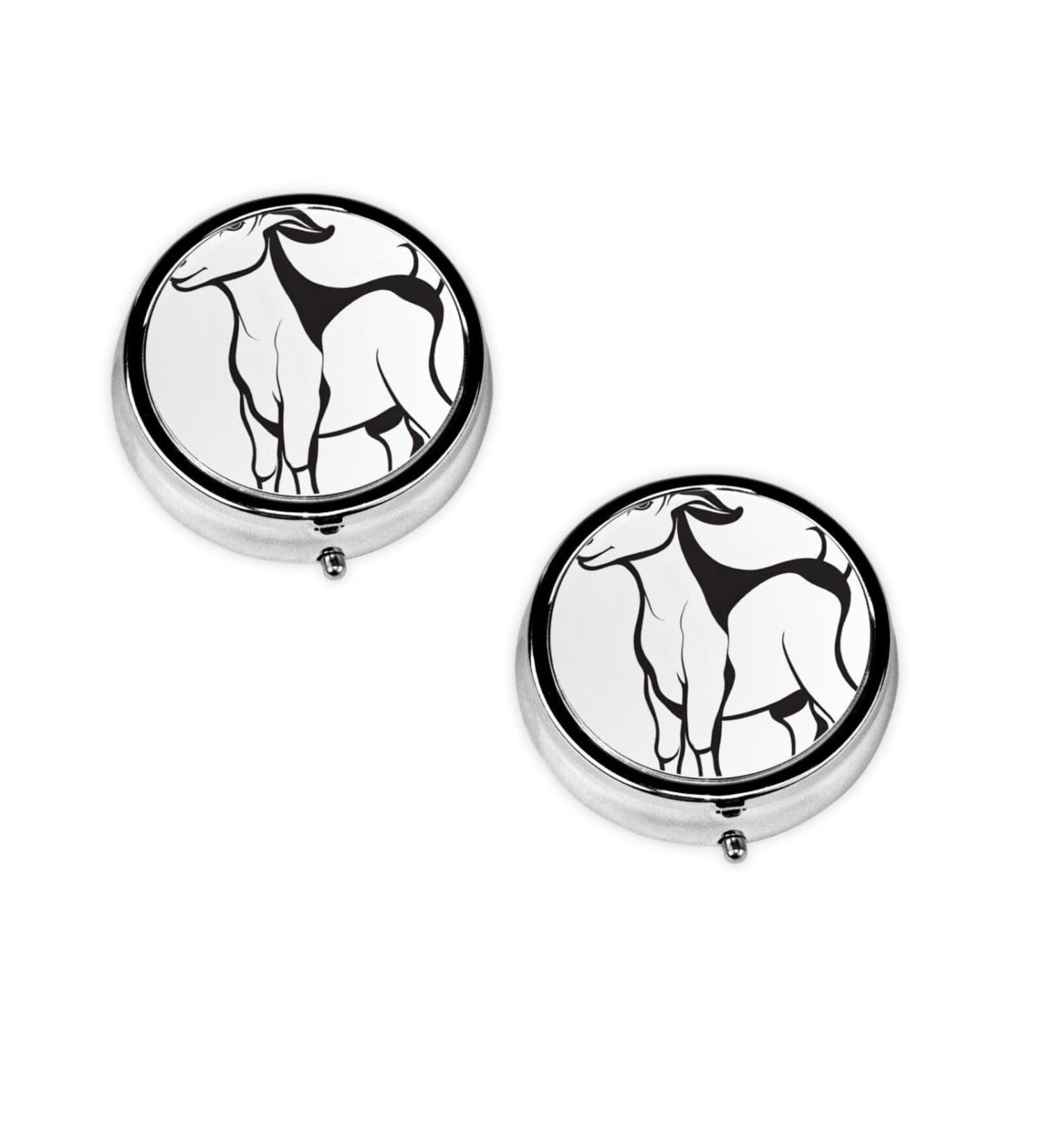 Buy Brown Goat Round Pill Box - 3 Compartment Portable Medication Organizer for Travel & Vitamins - Buy Online on GoSupps.com