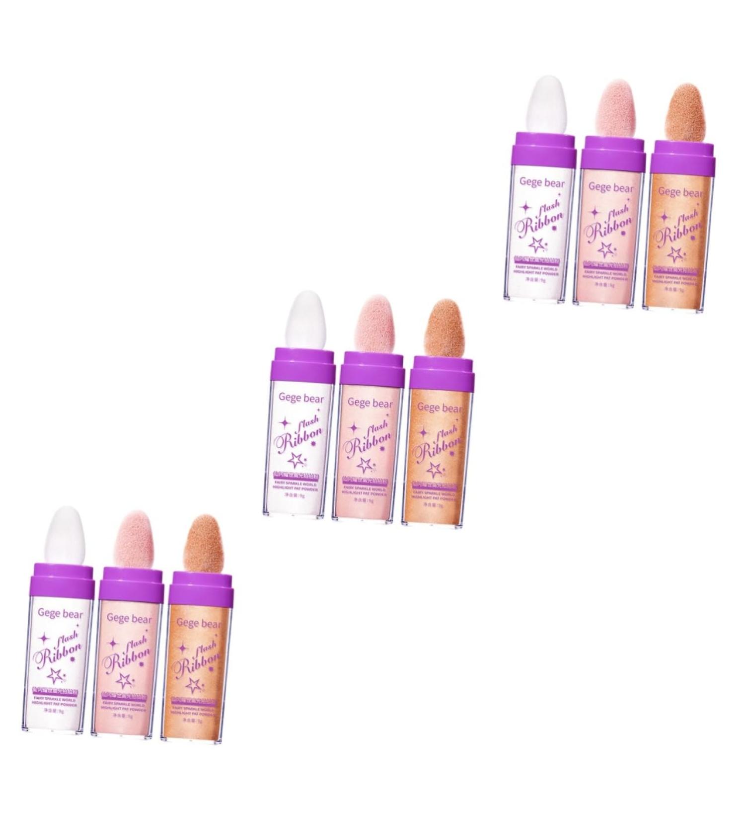 TOVINANNA 9 Pcs Highlight Pat Powder Face Glitter Fairy Highlight Powder Glitter for Makeup Flash Voss Plastic 1 count (Pack of 1) Assorted Colorx3pcs - Buy Online on GoSupps.com