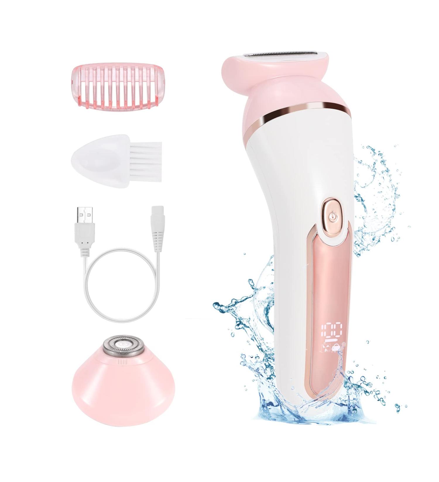 YHC Electric Shaver for Women - Cordless Wet & Dry 2-in-1 Razor for Legs Underarms Face Bikini Hair Removal - Waterproof Painless USB Rechargeable (Pink - Buy Online on GoSupps.com