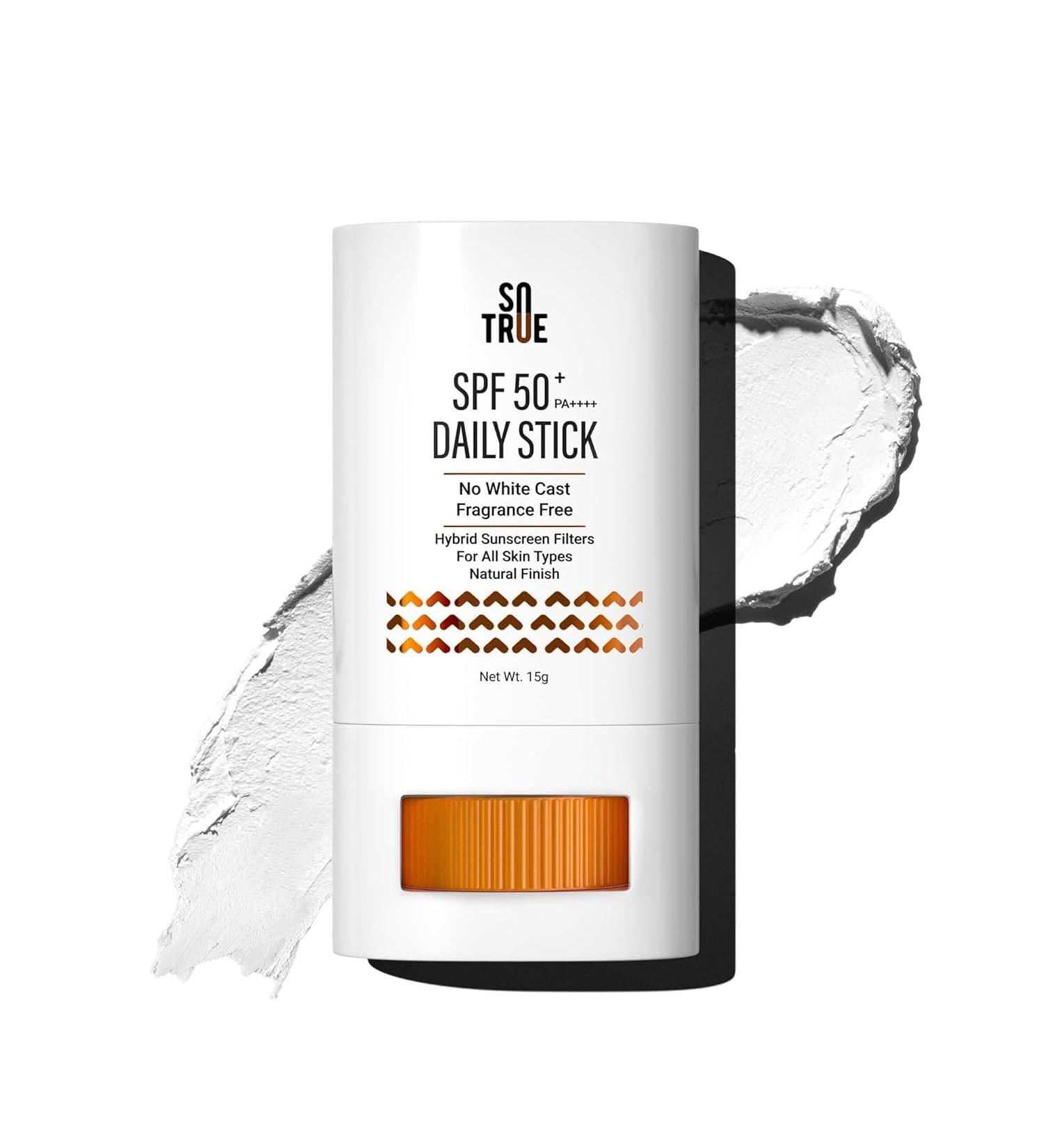 Sotrue SPF 50+ Daily Sunscreen Stick 15g | Lightweight Water Resistant | No White Cast | Broad Spectrum PA++++ | Non Sticky With Dewy Finish | Mess Free Sun Protection | Suitable for Face & Body - Buy Online on GoSupps.com