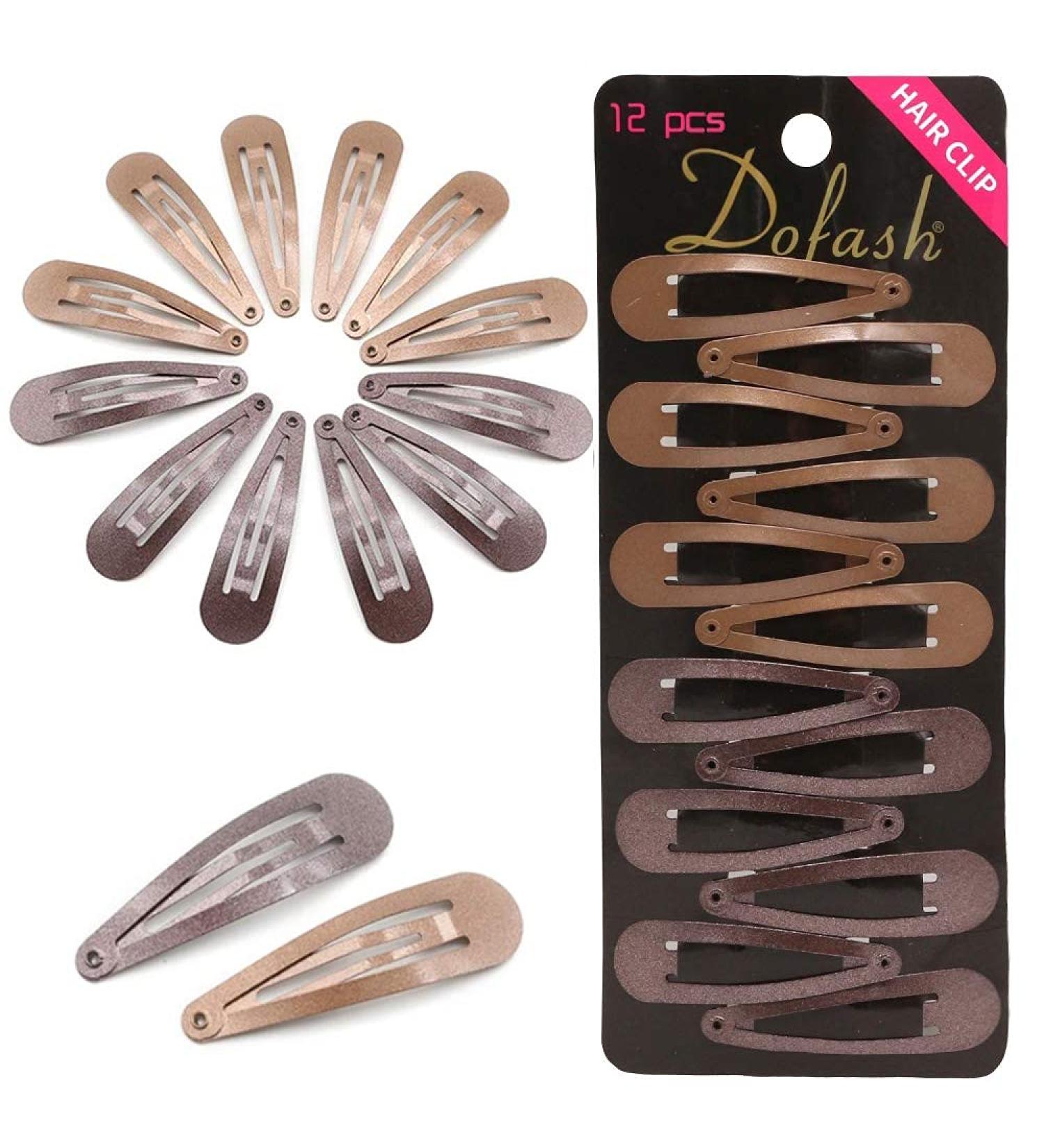 Dofash 12-Piece Set - 2 Snap Hair Clips for Girls & Women | Dark Brown & Light Brown Hair Jewelry - Buy Online on GoSupps.com