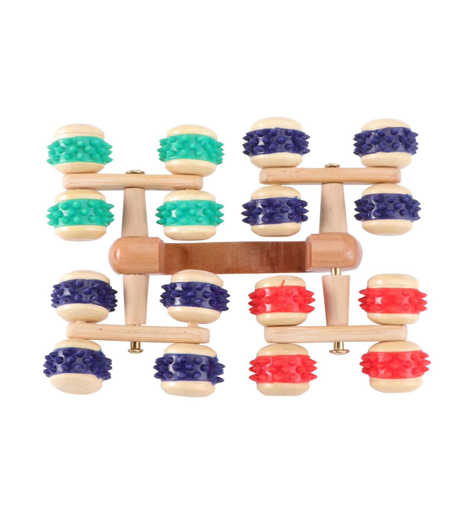 EXCEART Wooden Massage Roller with Handle Handheld Trigger Point Massager for Muscle Relaxation (Random Color) - International Shipping Available - Buy Online on GoSupps.com