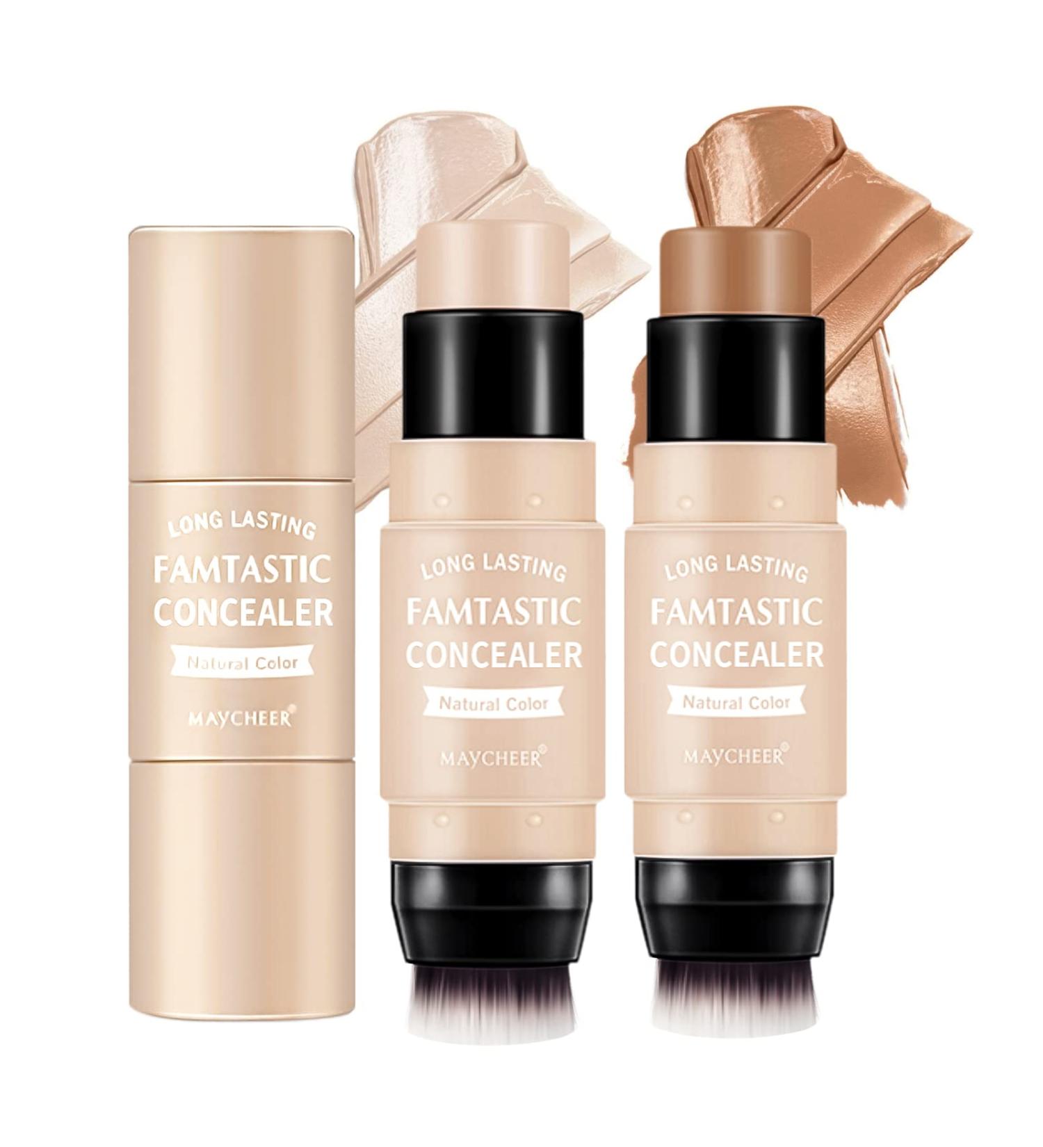ONLYOILY Contour & Highlighter Stick Duo - Longwear Foundation & Bronzer Stick Set with Brush | Smooth, Easy Blending Face Makeup - Buy Online on GoSupps.com