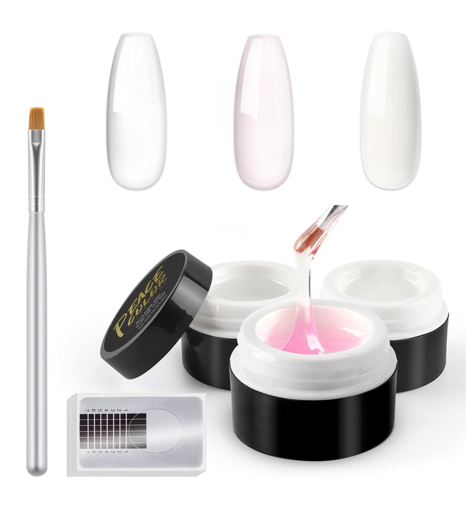 PECECOLOR Geln gel Starterset - 15ml Nail Extension Gel Kit with 20 Templates & Brush for Perfect Nails - Buy Online on GoSupps.com