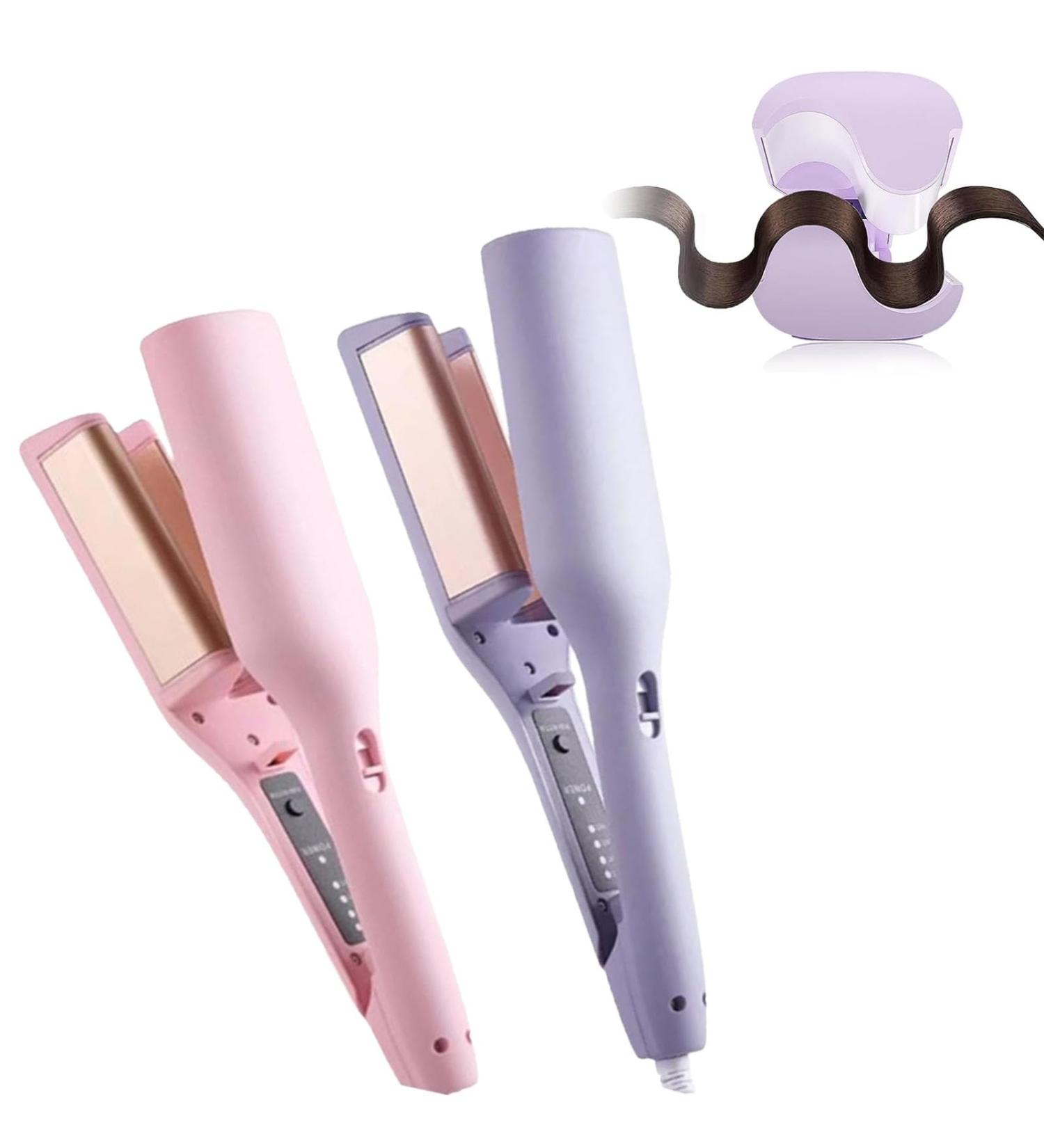 French Wave Curling Iron - Rommantic Water Ripple Egg Roll French V Curling Wand 32mm Adjustable Temperature Hair Curler (2 PCS - C) - Buy Online on GoSupps.com
