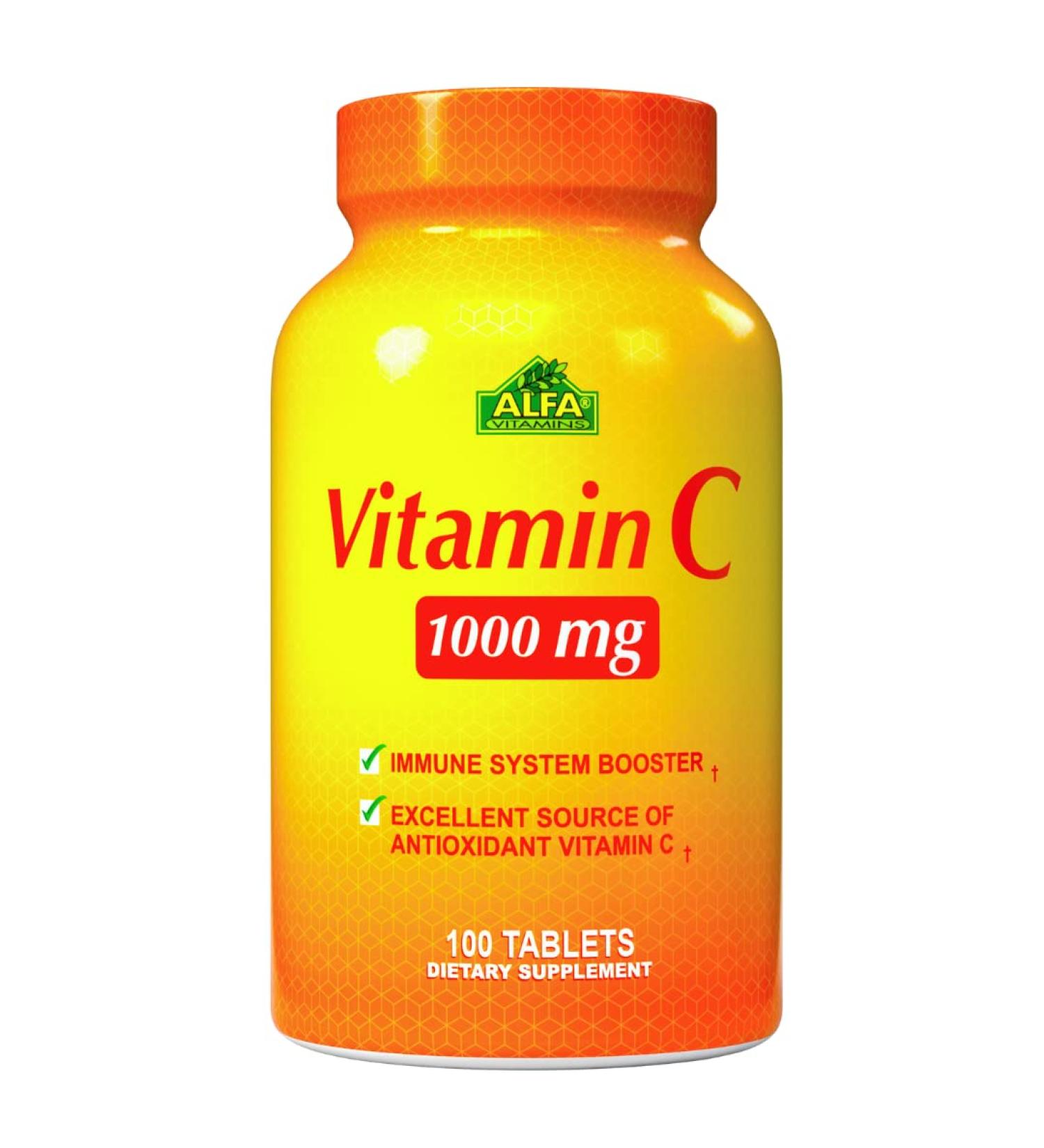 ALFA VITAMINS Vitamin C 1000mg with Rose Hips - Antioxidant & Immune Support - 100 Tablets - Buy Online on GoSupps.com