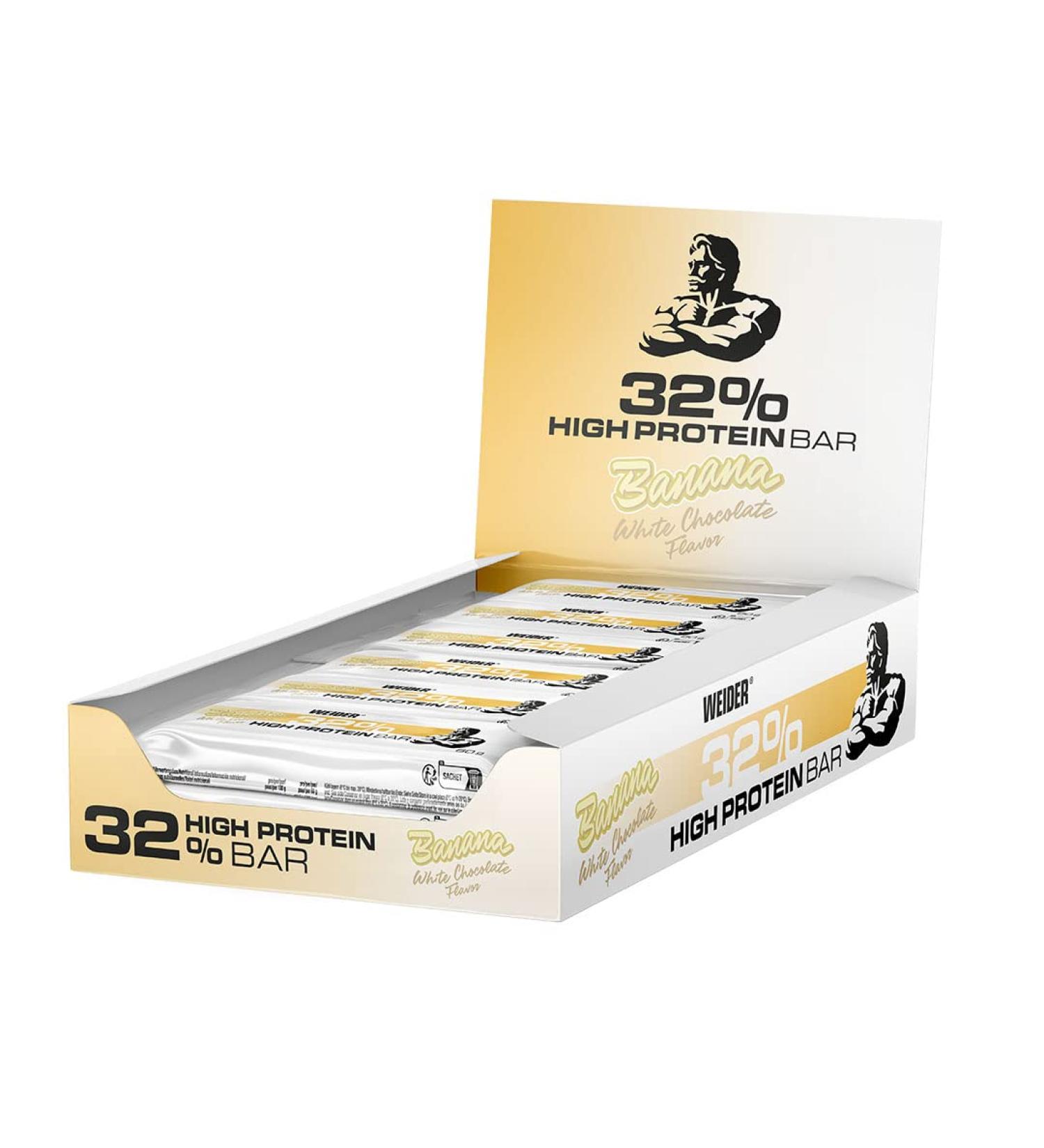 Weider 32% Protein Bar - Delicious High Protein Snack White Chocolate Banana 12x60g | International Shipping - Buy Online on GoSupps.com