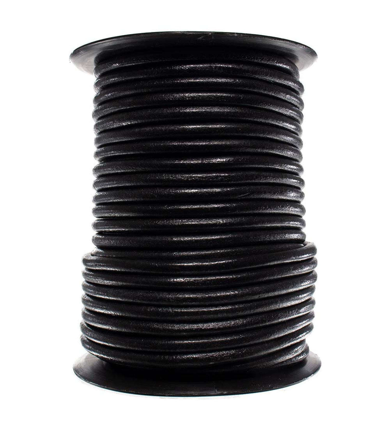 West Coast Paracord Round Leather Cord (Black, 5mm - 10 Yards) Black 5mm, 10 Yards