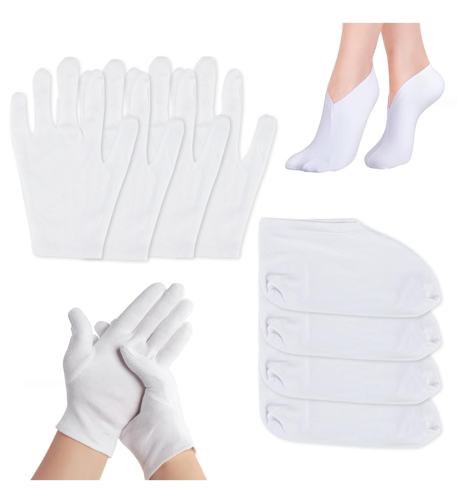 Moisturizing Socks & Gloves Set 4Pairs Spa Foot Moisturiser Socks Moisture Enhancing Gloves Cotton Lotion Moisturizing Socks for Overnight Repair of Dry Hands and Feet Rough Cracked Skin - Buy Online on GoSupps.com