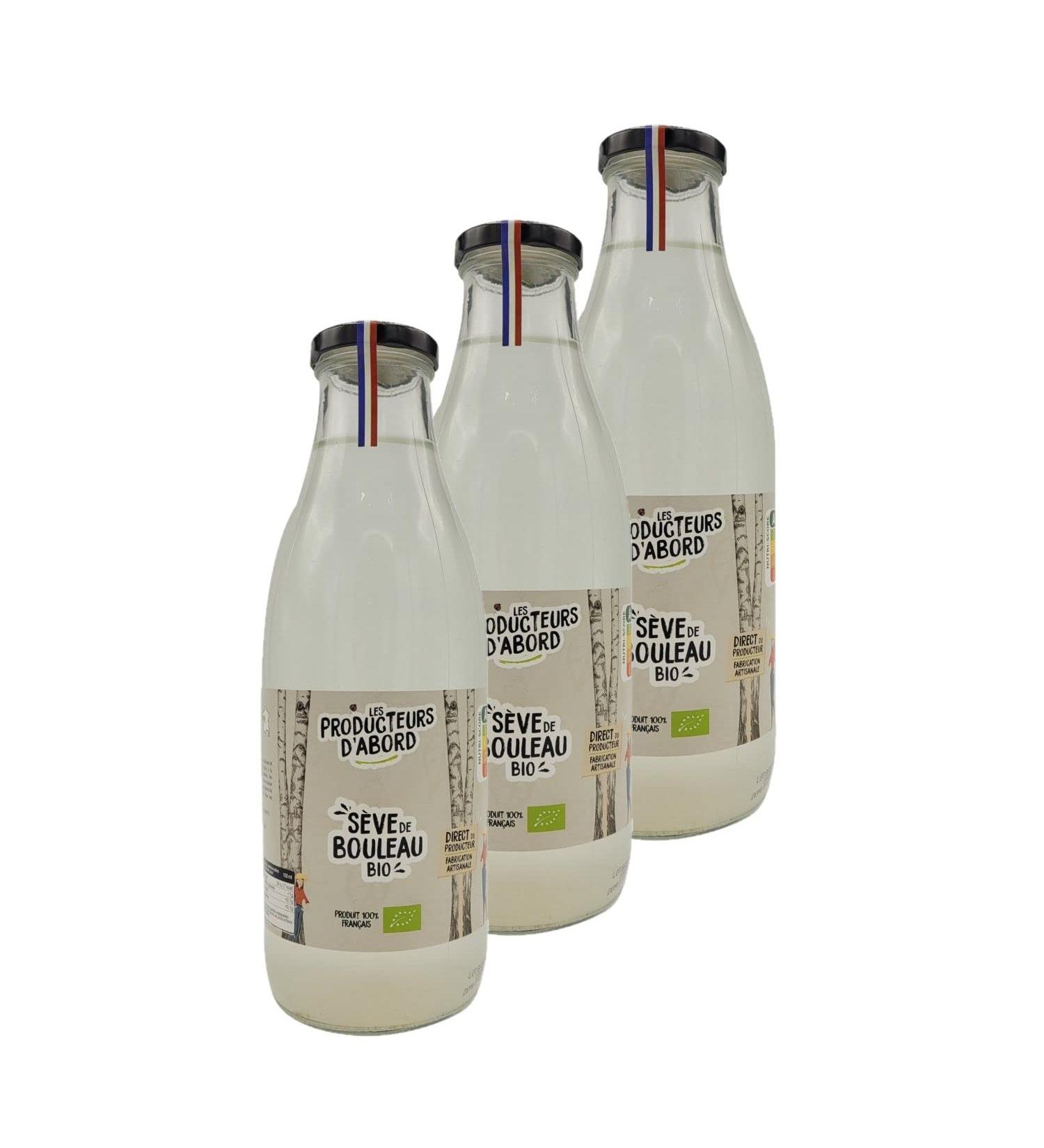  Les Producteurs d'abord Pack of 3 Organic Birch Sap - 100% Natural Detox Drink - France - 1L Bottle - Buy Online on GoSupps.com