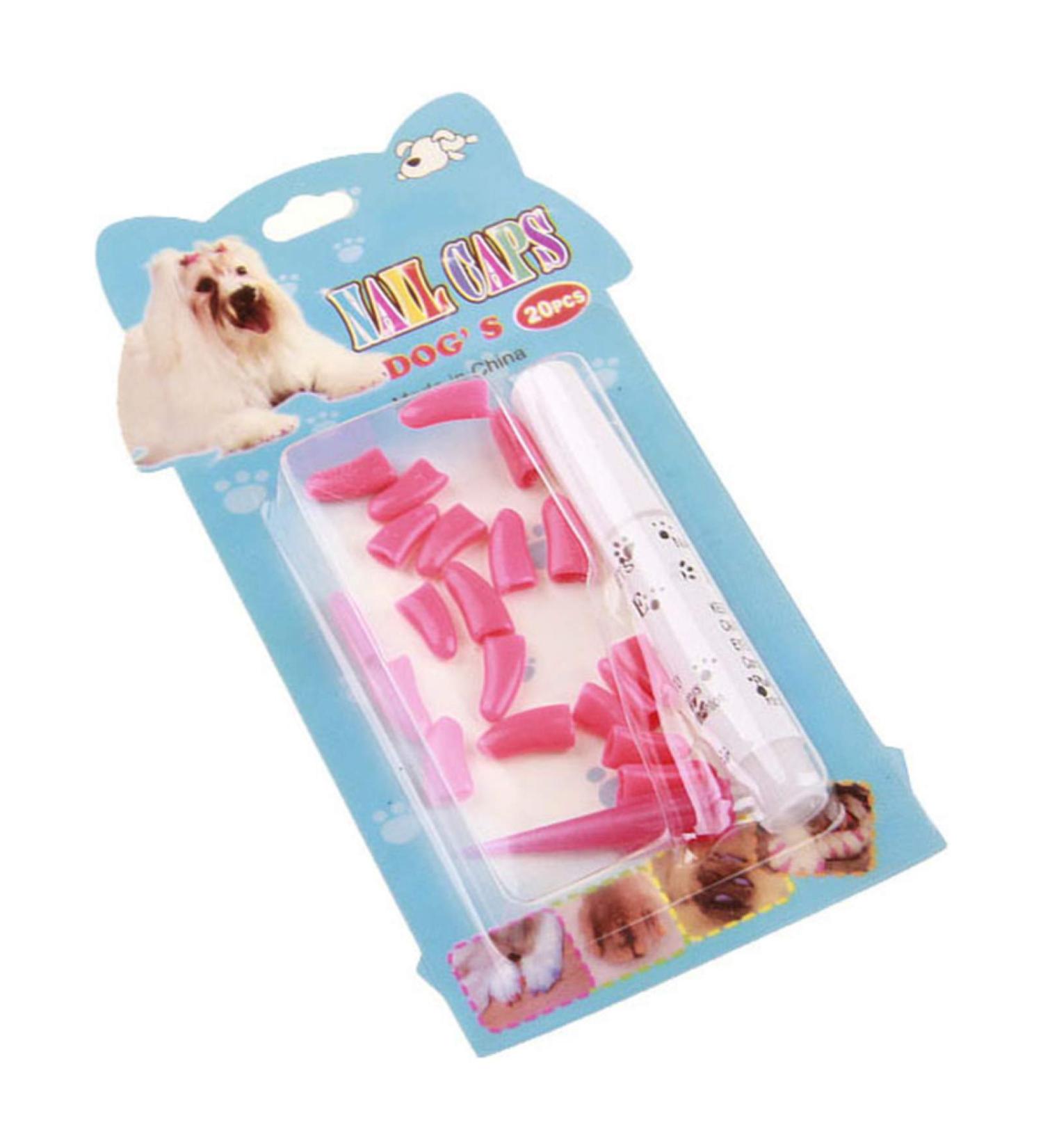 Pet Nail Caps - Anti-Scratch Medium Size Rose Red 20 Pack | International Shipping Available - Buy Online on GoSupps.com