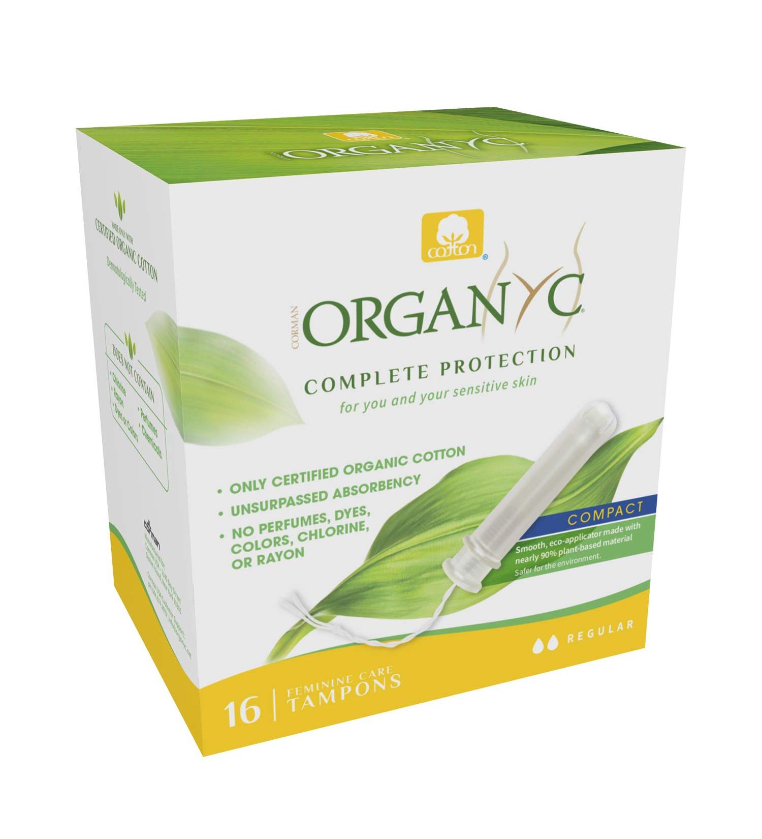 Organyc Organic Tampons - Compact Regular Absorbency (16 Count) | Eco-Friendly & Chemical-Free - Buy Online on GoSupps.com