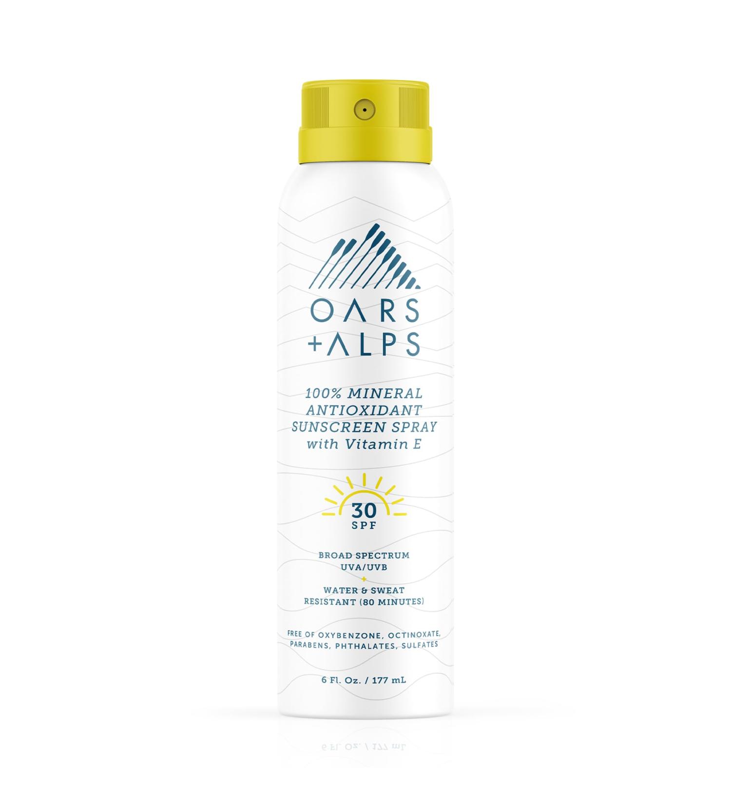 Oars + Alps Mineral SPF 30 Sunscreen Spray - Water & Sweat Resistant Vitamin E & Antioxidants Fragrance-Free 6 Oz - International Shipping Available - Buy Online on GoSupps.com