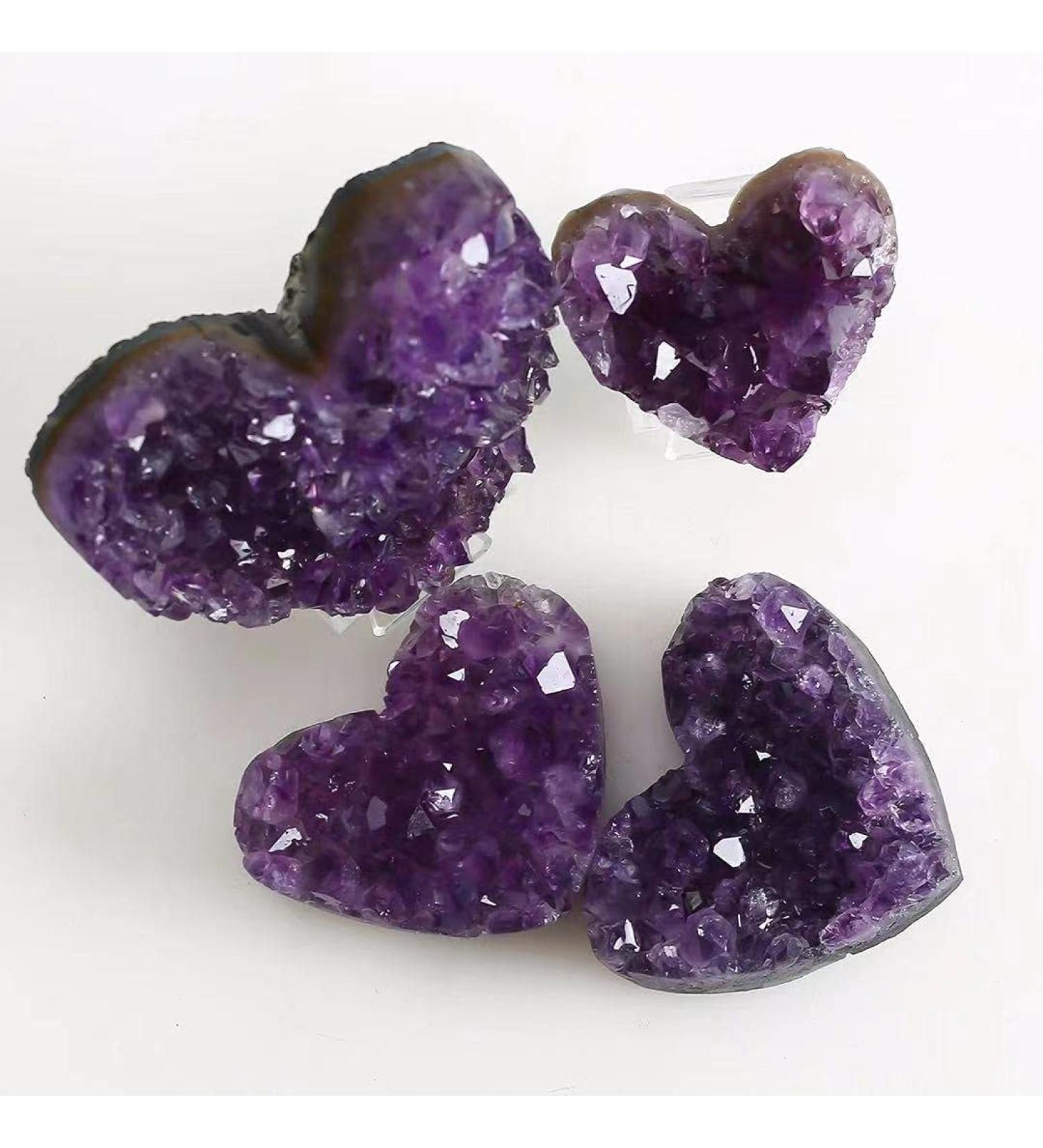 Natural Crystal Rough Choice of Gifts 1pc 40mm-70mm Rough Natural Heart Shaped Amethyst Geode Cluster Crystals Stones Vibration Stone (Size : 1pc 70mm) - Buy Online on GoSupps.com